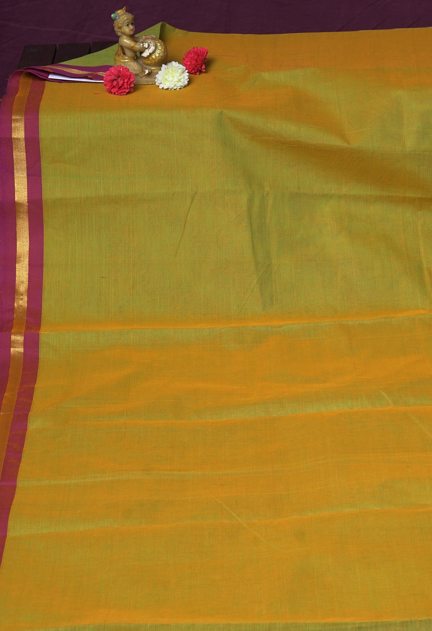 Mehindhi Green Pure Pavani Handcrafted Kanchi Cotton Saree-UNM82387