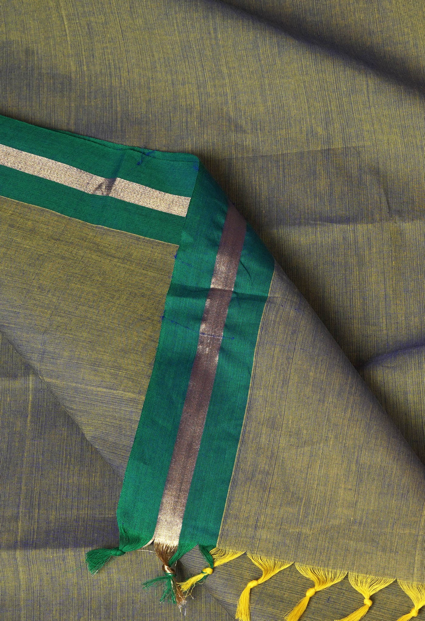 Olive Green Pure Pavani Handcrafted Kanchi Cotton Saree-UNM82388