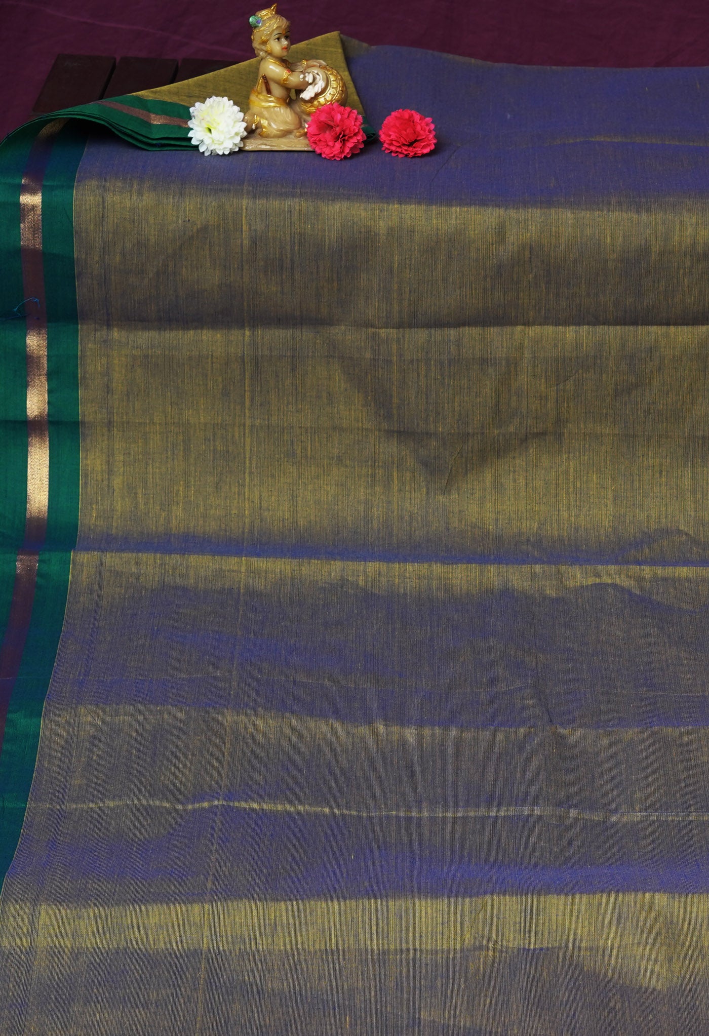 Olive Green Pure Pavani Handcrafted Kanchi Cotton Saree-UNM82388