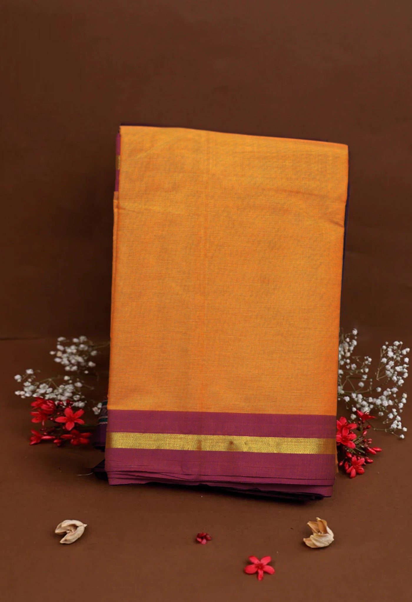 Orange Pure Pavani Handcrafted Kanchi Cotton Saree-UNM82389