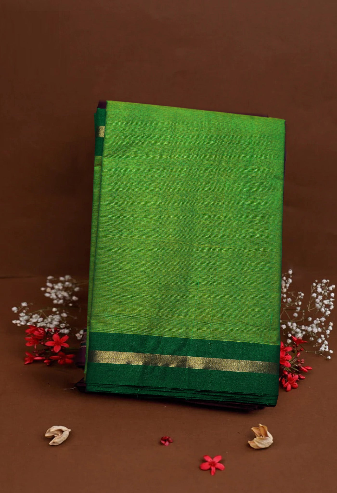 Green Pure Pavani Handcrafted Kanchi Cotton Saree-UNM82390