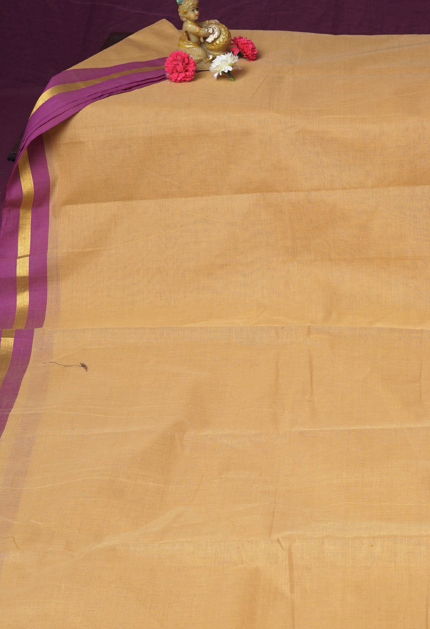 Cream Pure Pavani Handcrafted Kanchi Cotton Saree-UNM82392