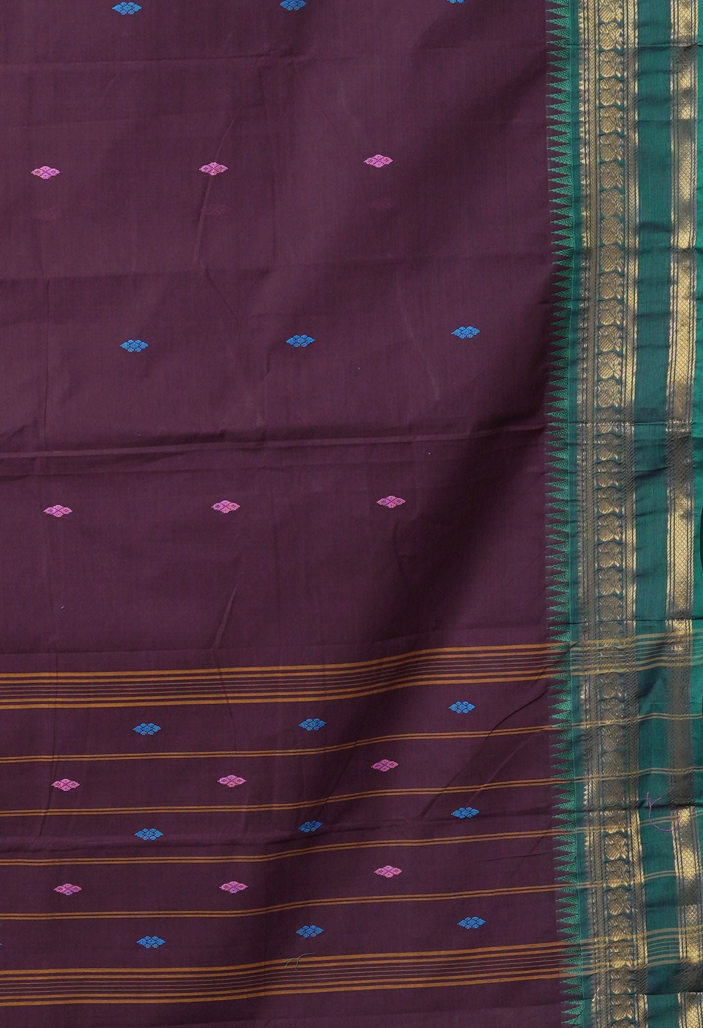 Dark Brown Pure Pavani Handcrafted Kanchi Cotton Saree-UNM82399