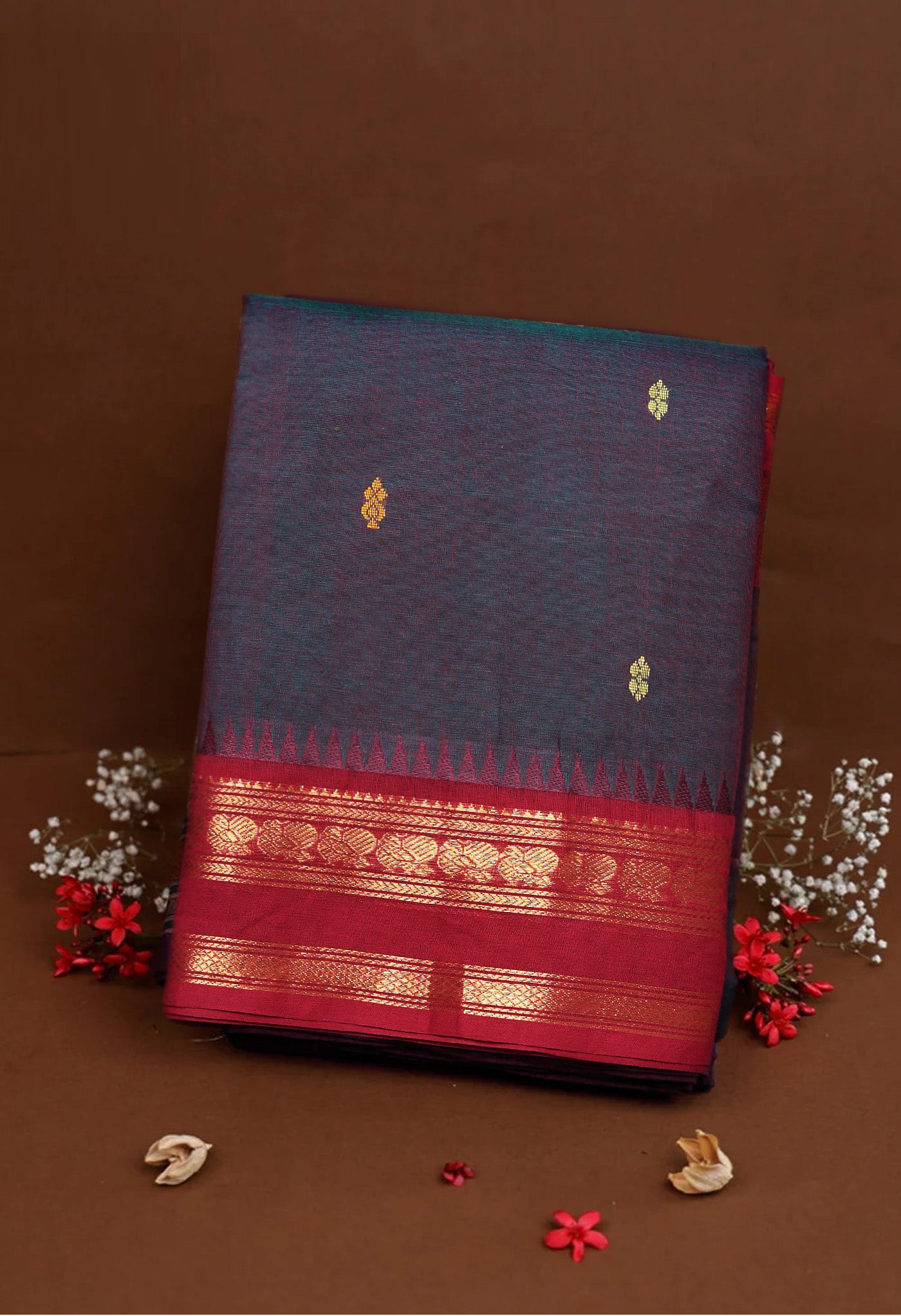 Peacock Green Pure Pavani Handcrafted Kanchi Cotton Saree-UNM82403