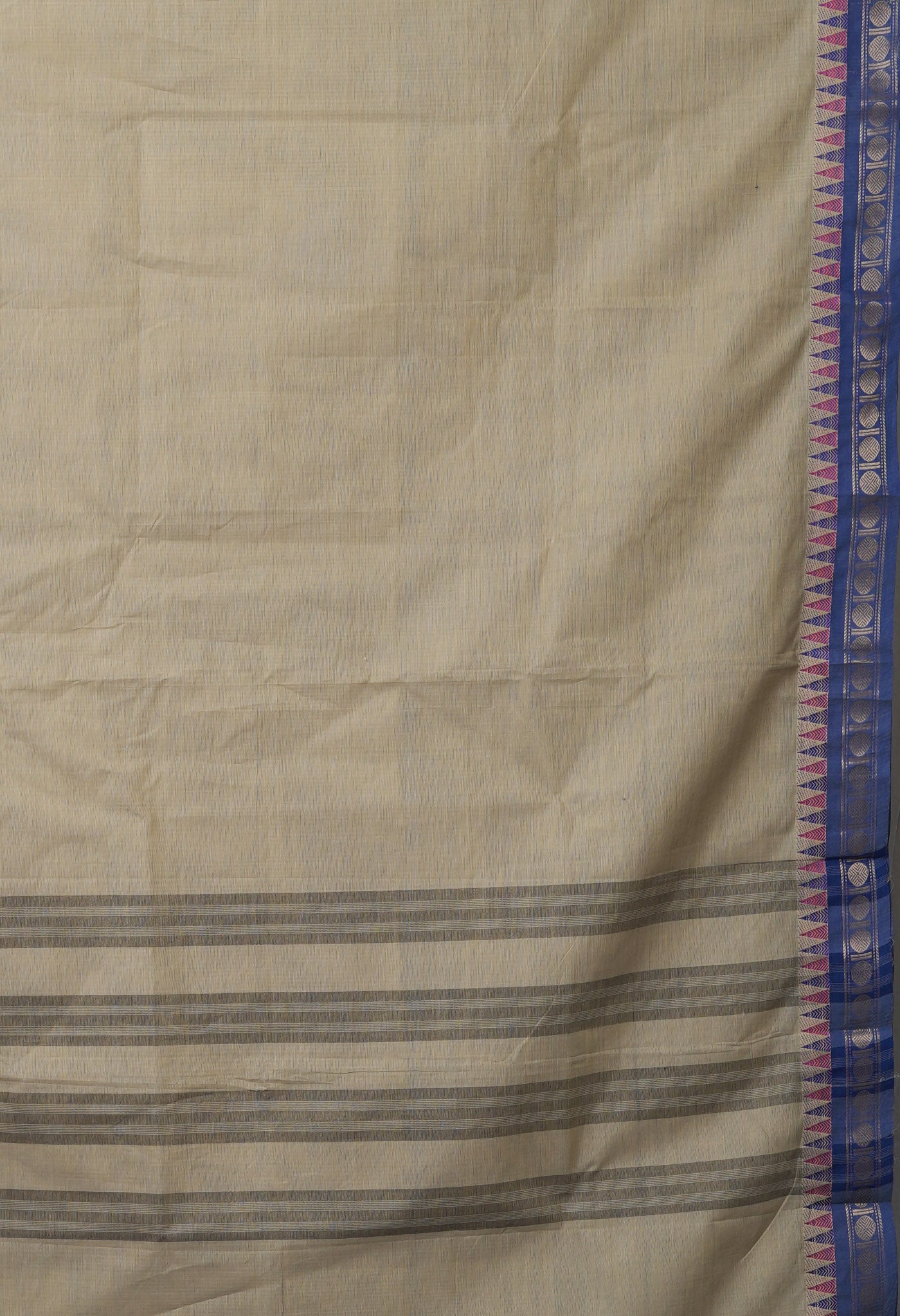 Cream Pure Pavani Handcrafted Kanchi Cotton Saree-UNM82412