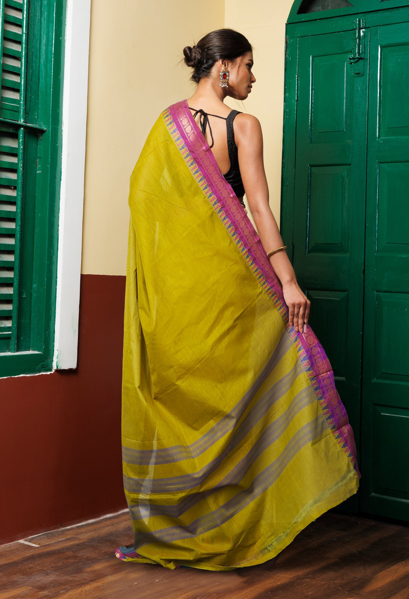 Green Pure Pavani Handcrafted Kanchi Cotton Saree-UNM82414
