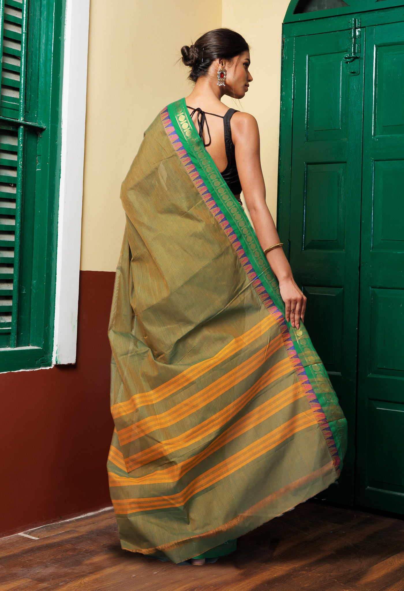 Green Pure Pavani Handcrafted Kanchi Cotton Saree-UNM82417