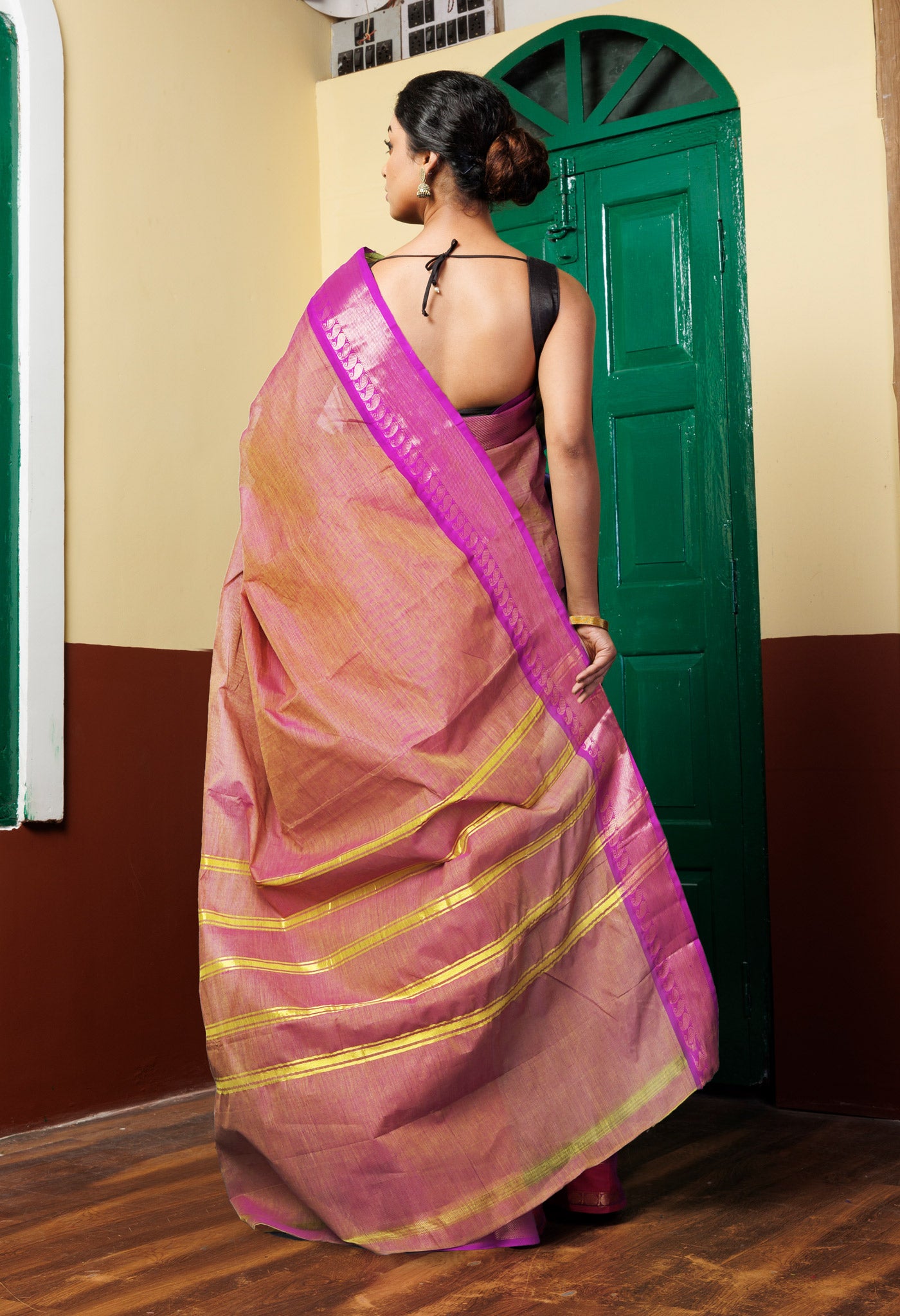 Blush Pink Pure Pavani Handcrafted Kanchi Cotton Saree-UNM82423