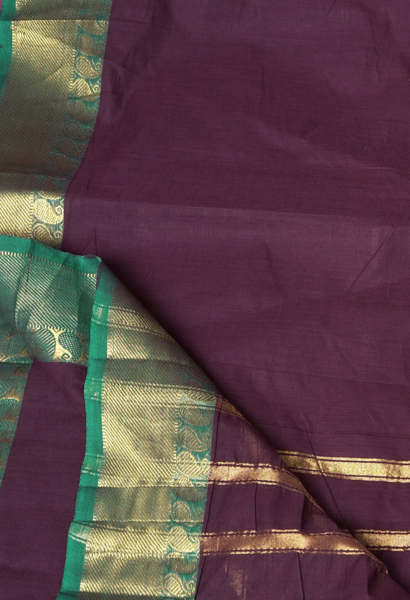 Dark Brown Pure Pavani Handcrafted Kanchi Cotton Saree-UNM82424