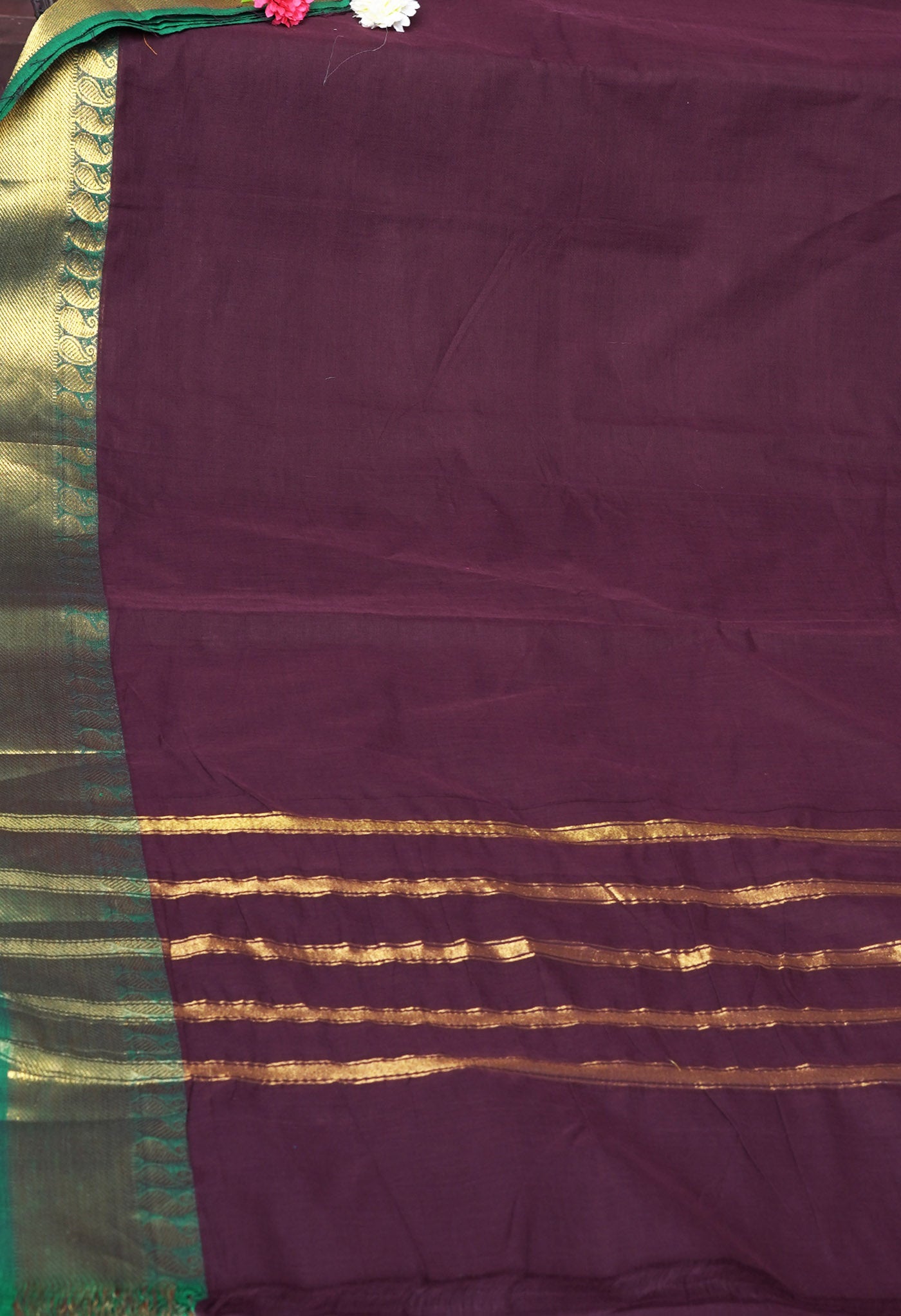 Dark Brown Pure Pavani Handcrafted Kanchi Cotton Saree-UNM82424