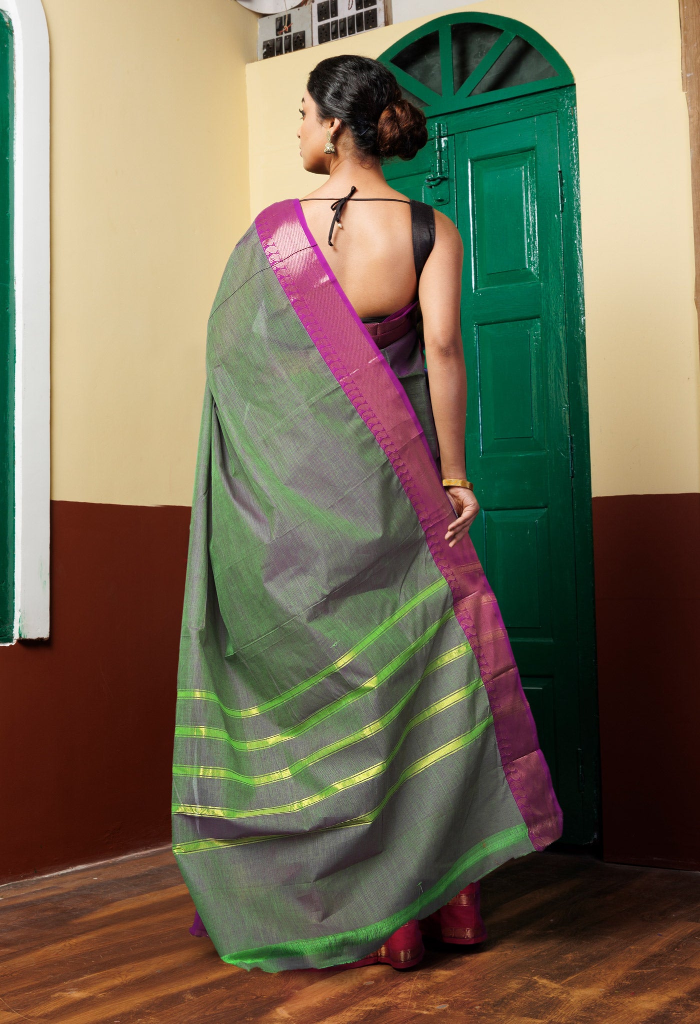 Green Pure Pavani Handcrafted Kanchi Cotton Saree-UNM82426