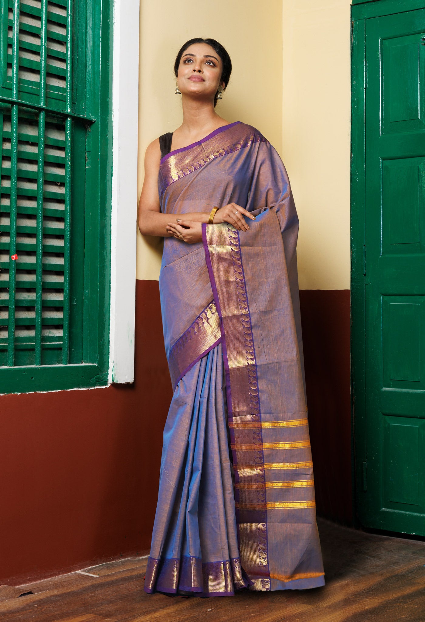Copper Orange Pure Pavani Handcrafted Kanchi Cotton Saree-UNM82428