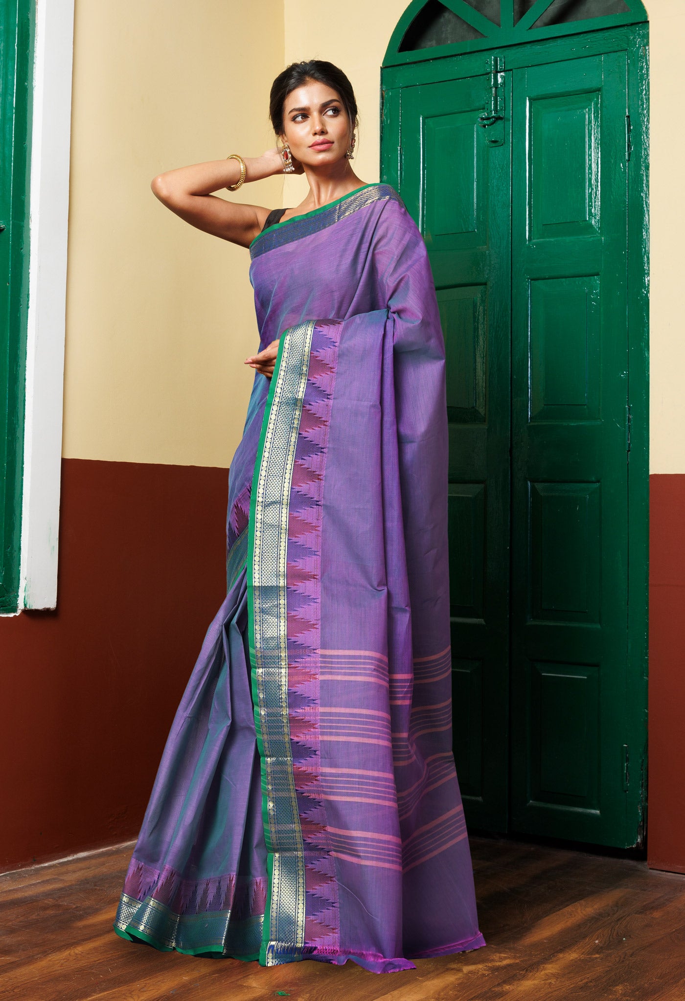 Mauve Pink Pure Pavani Handcrafted Kanchi Cotton Saree-UNM82437