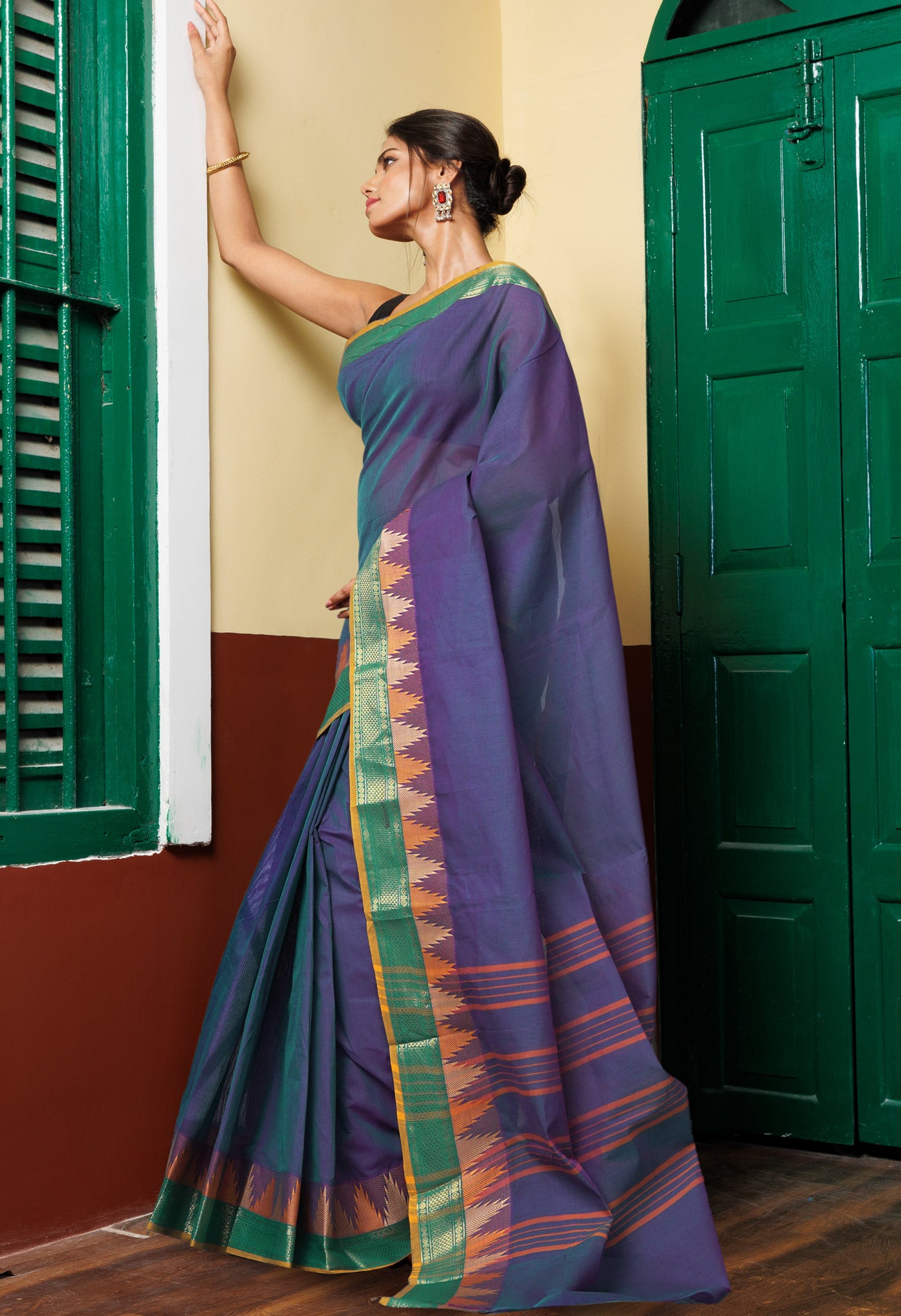 Blue Pure Pavani Handcrafted Kanchi Cotton Saree-UNM82440