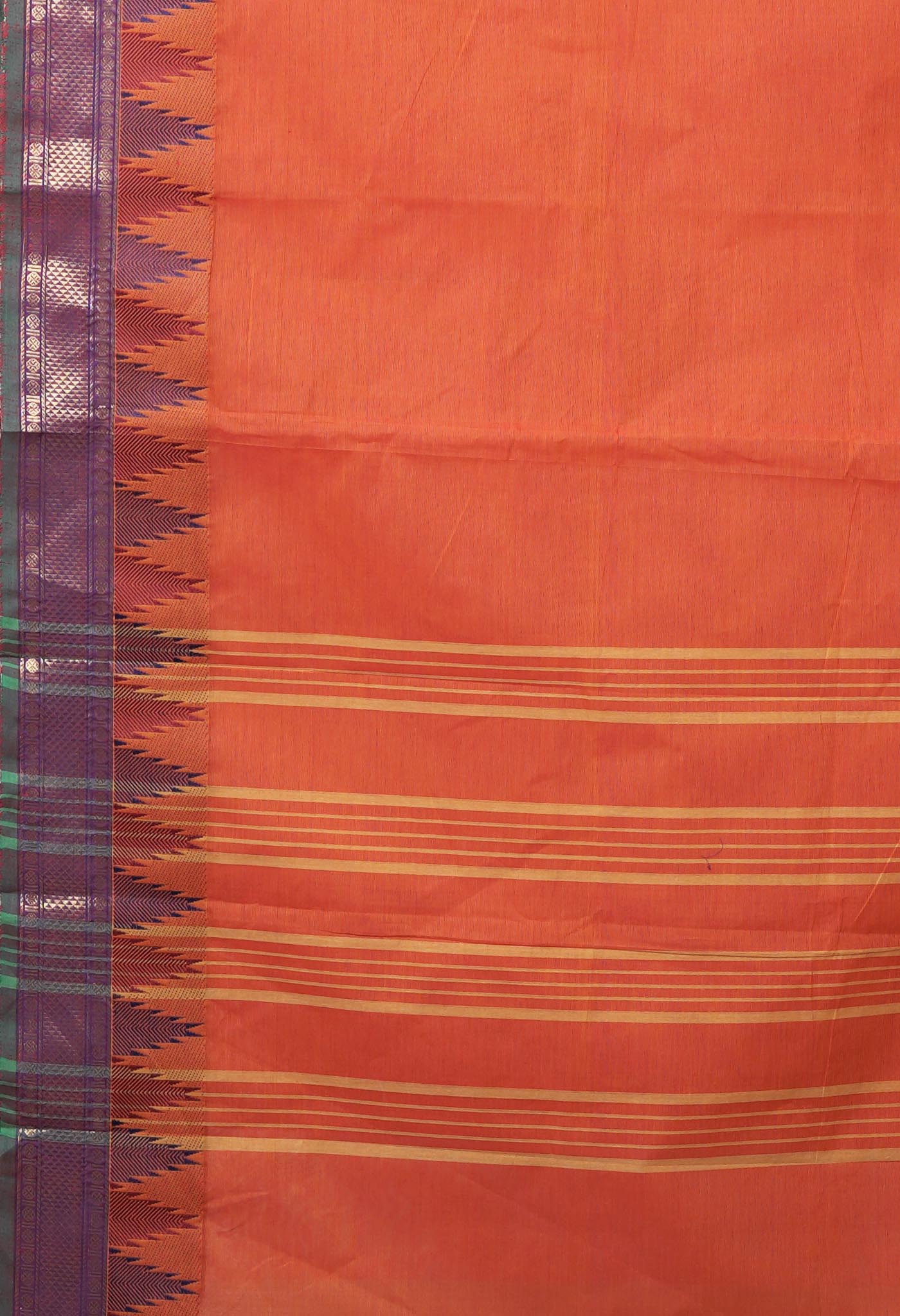 Orange Pure Pavani Handcrafted Kanchi Cotton Saree-UNM82444
