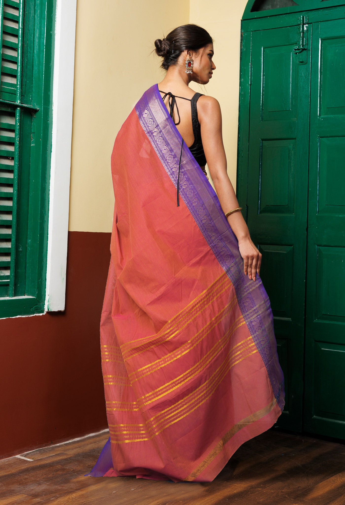 Orange Pure Pavani Handcrafted Kanchi Cotton Saree-UNM82449