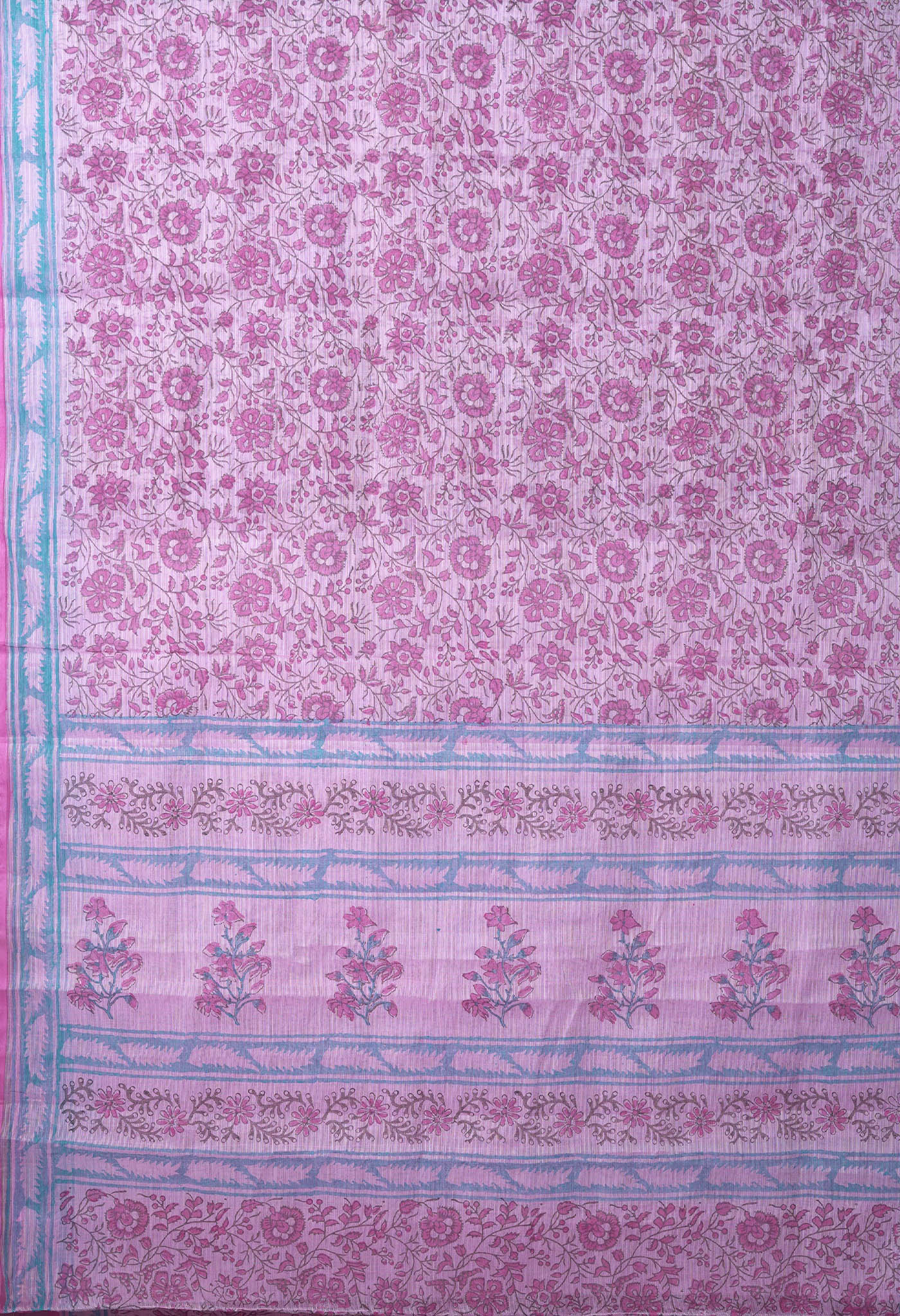 Pink Pure Hand Block Printed Kota Saree-UNM82463