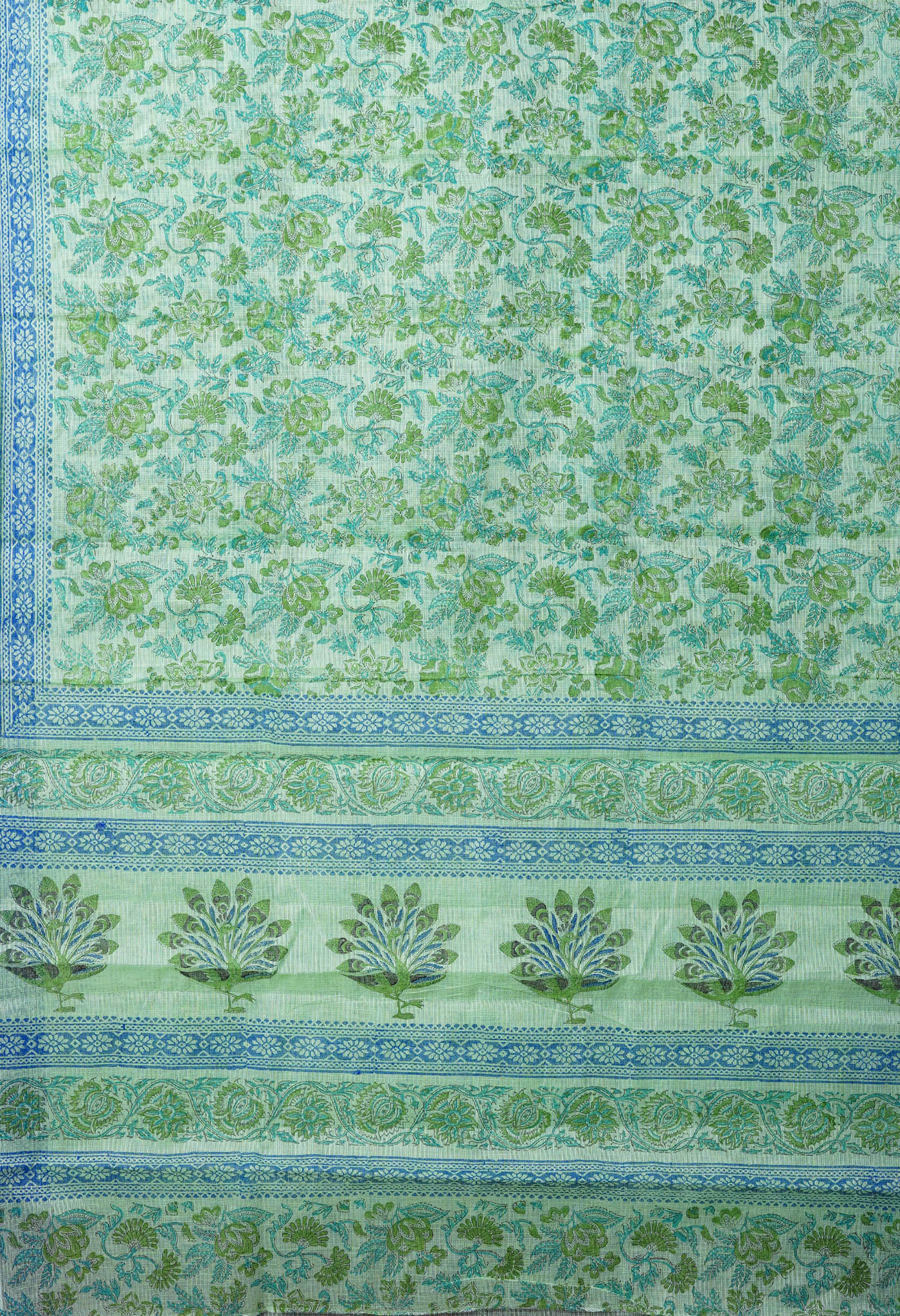 Green Pure Hand Block Printed Kota Saree-UNM82465