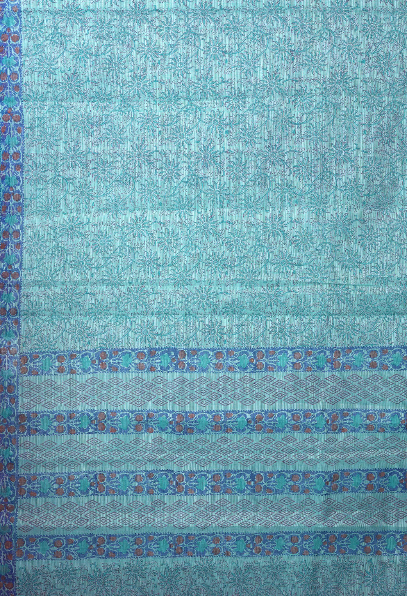 Blue Pure Hand Block Printed Kota Saree-UNM82468