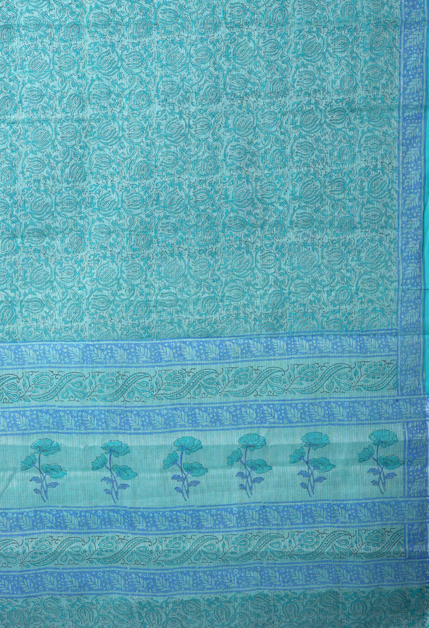 Blue Pure Hand Block Printed Kota Saree-UNM82469