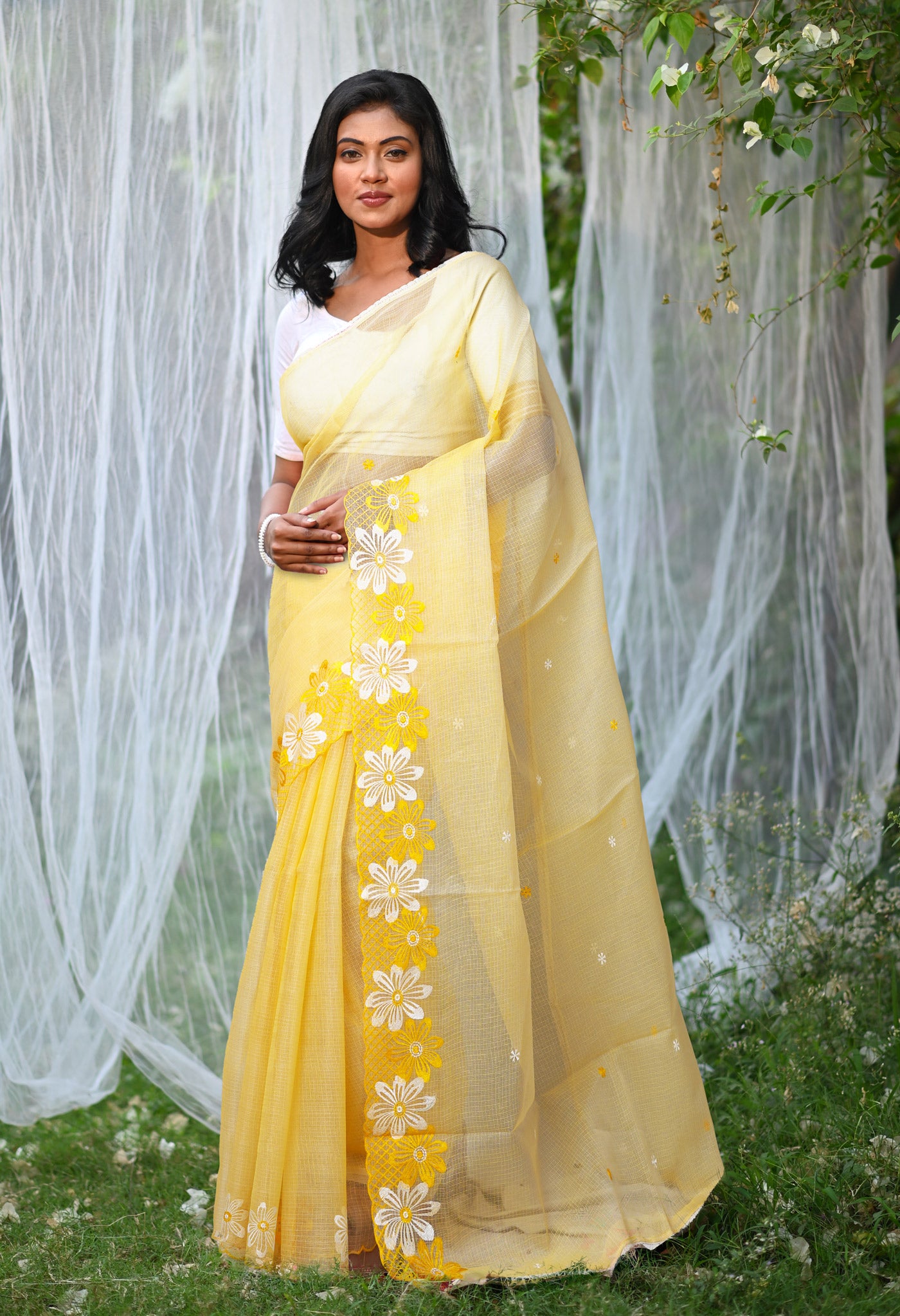 Orange Pure Emboridery Kota Saree-UNM82471
