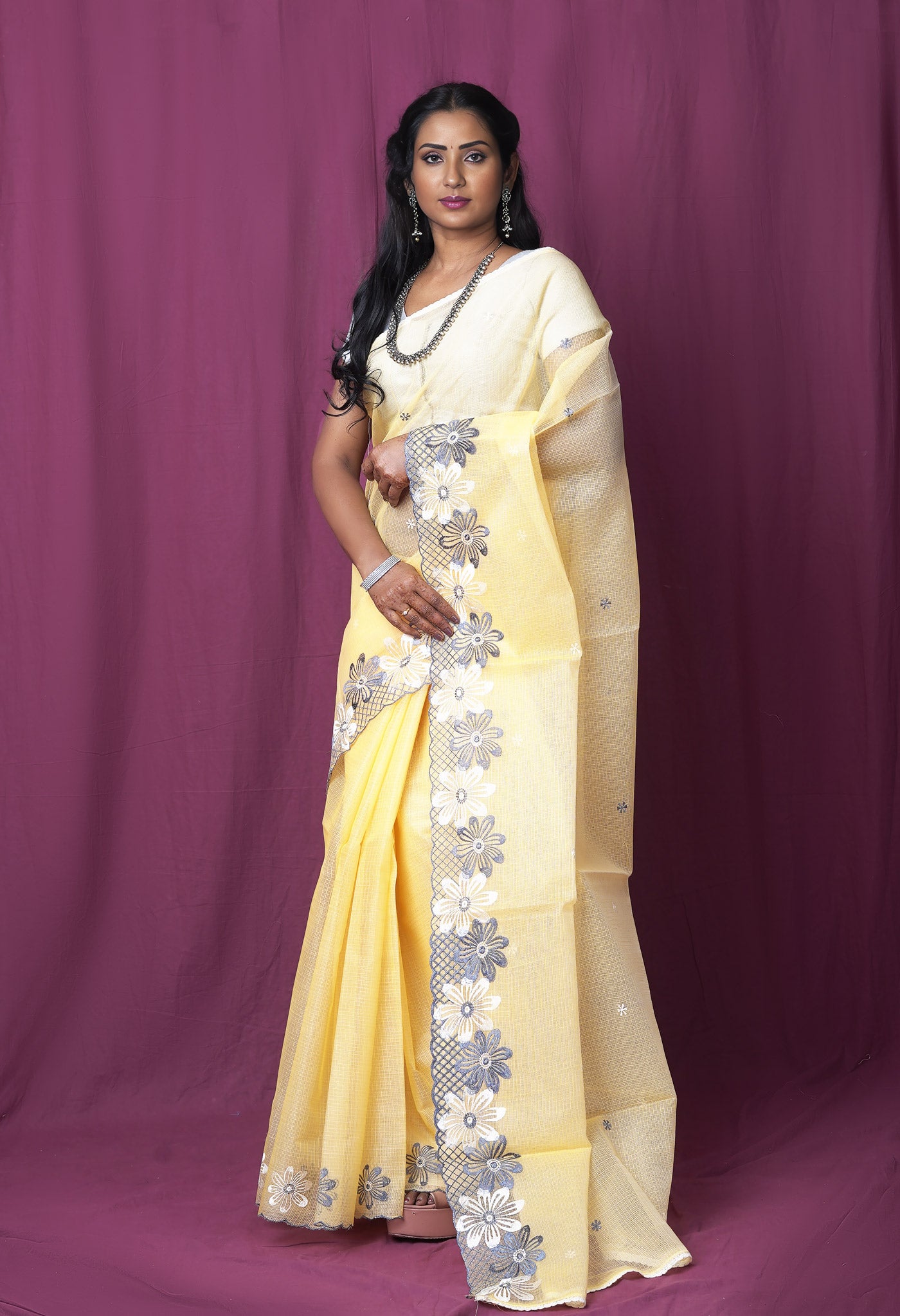 Orange Pure Emboridery Kota Saree-UNM82473