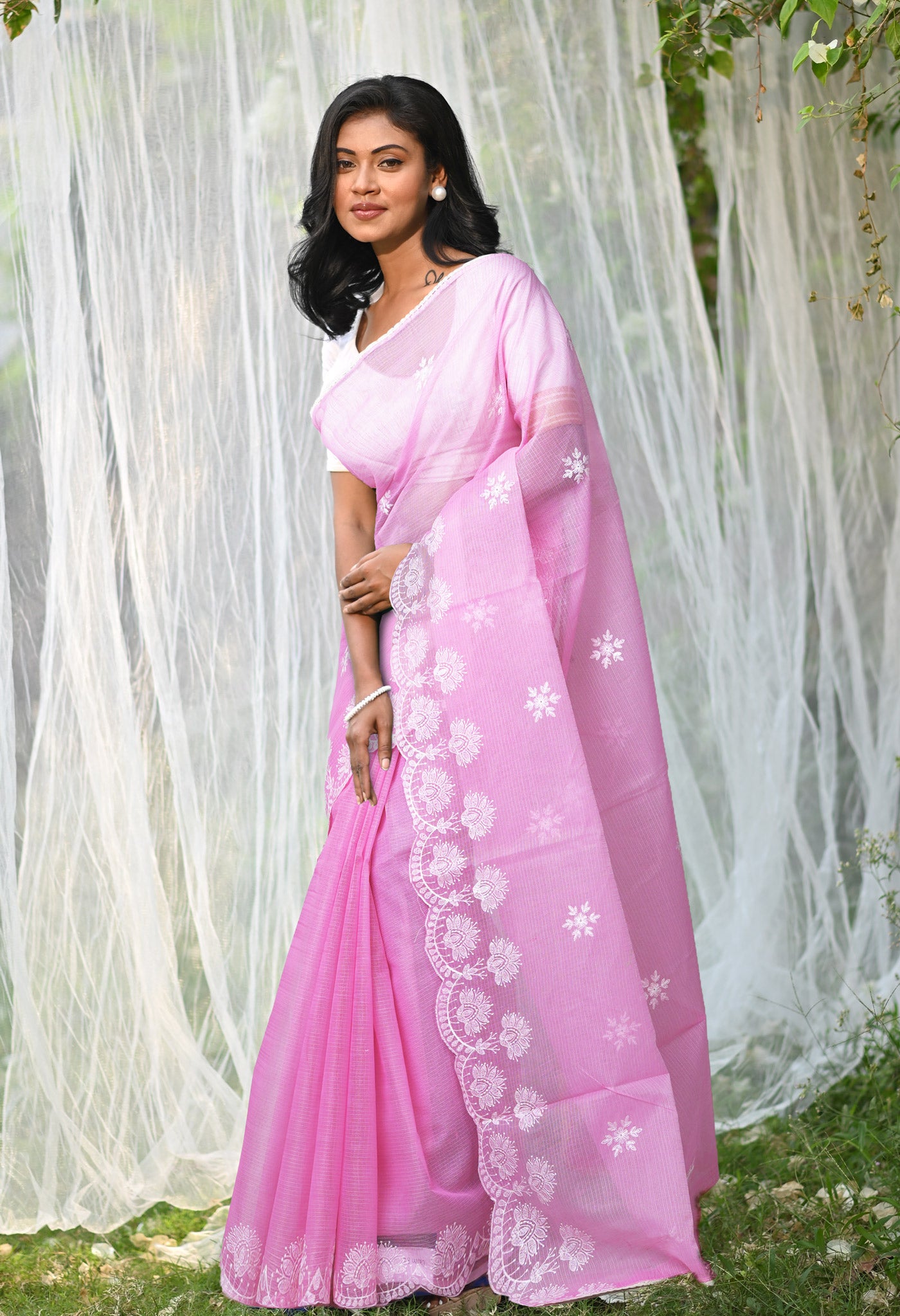 Pink Pure Emboridery Kota Saree-UNM82482