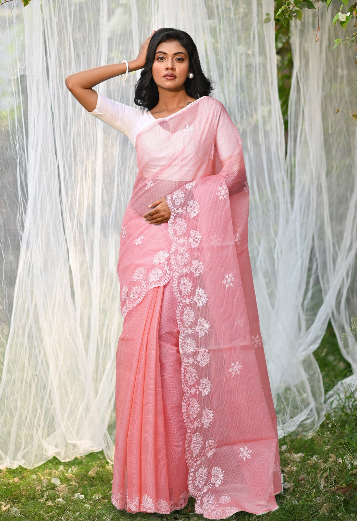 Pink Pure Emboridery Kota Saree-UNM82484