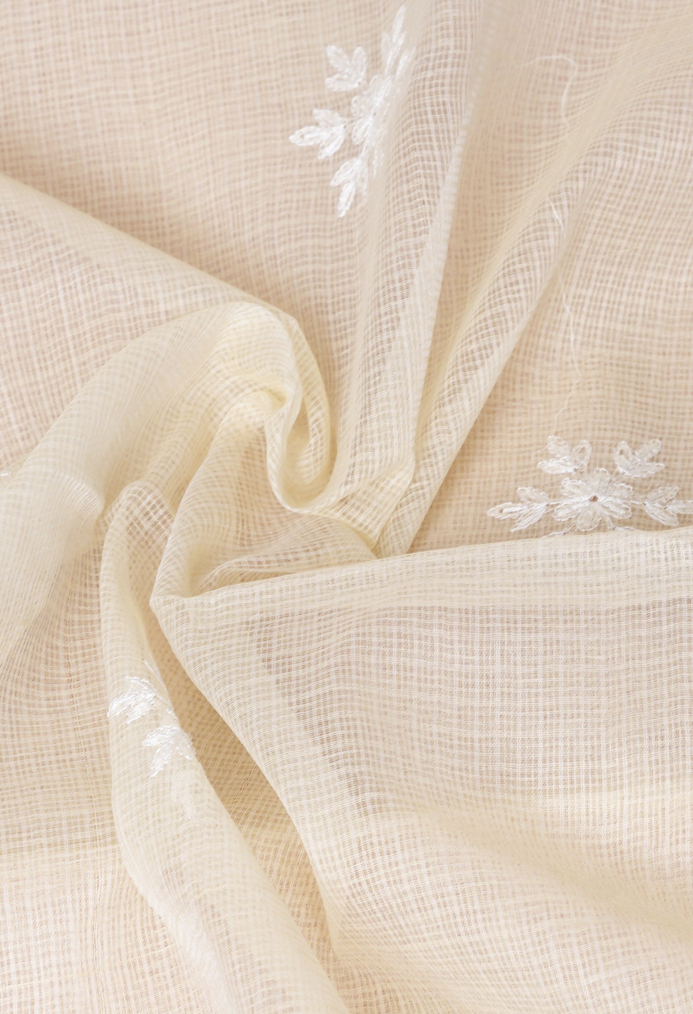 Cream Pure Emboridery Kota Saree-UNM82486