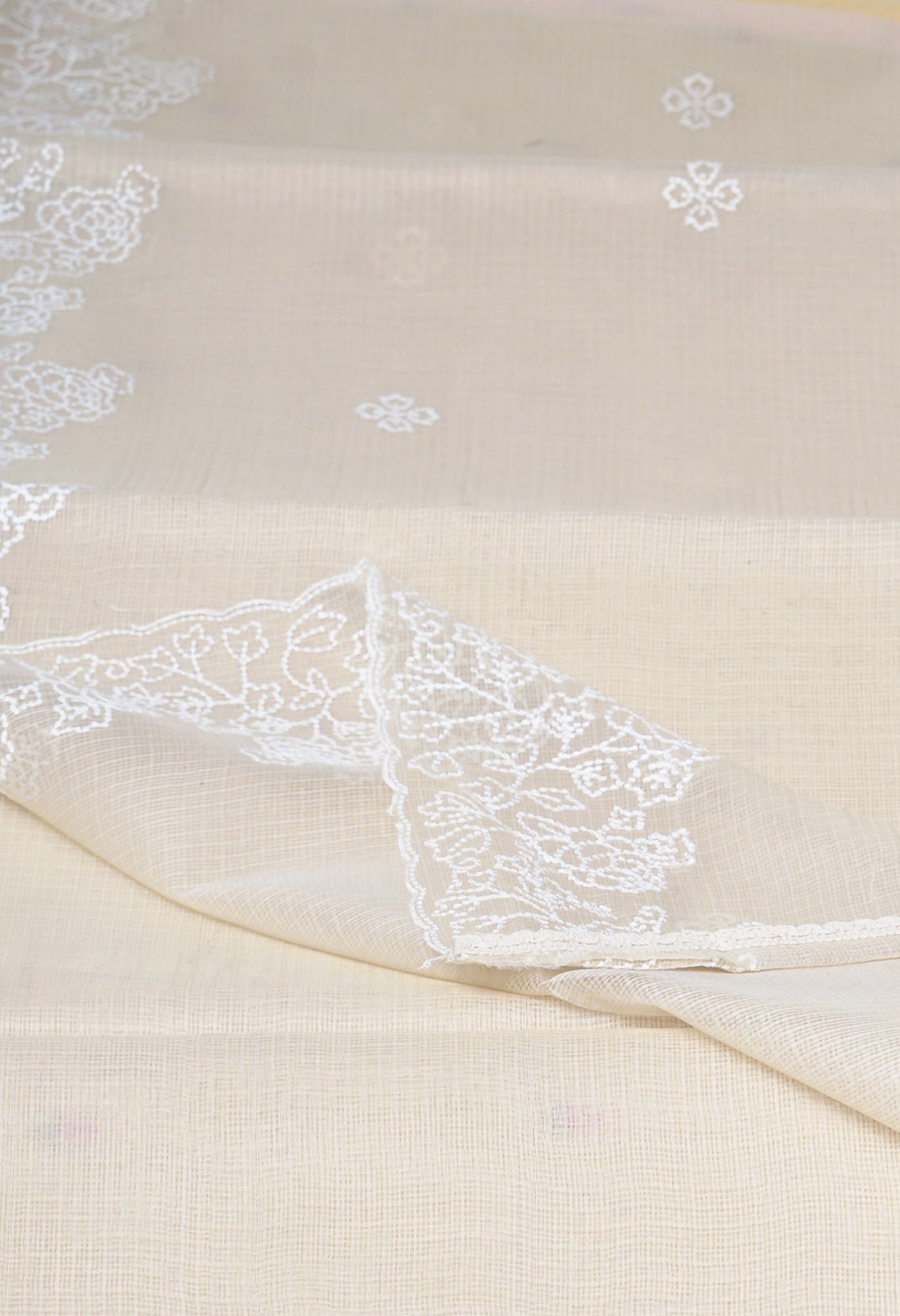 Cream Pure Emboridery Kota Saree-UNM82489