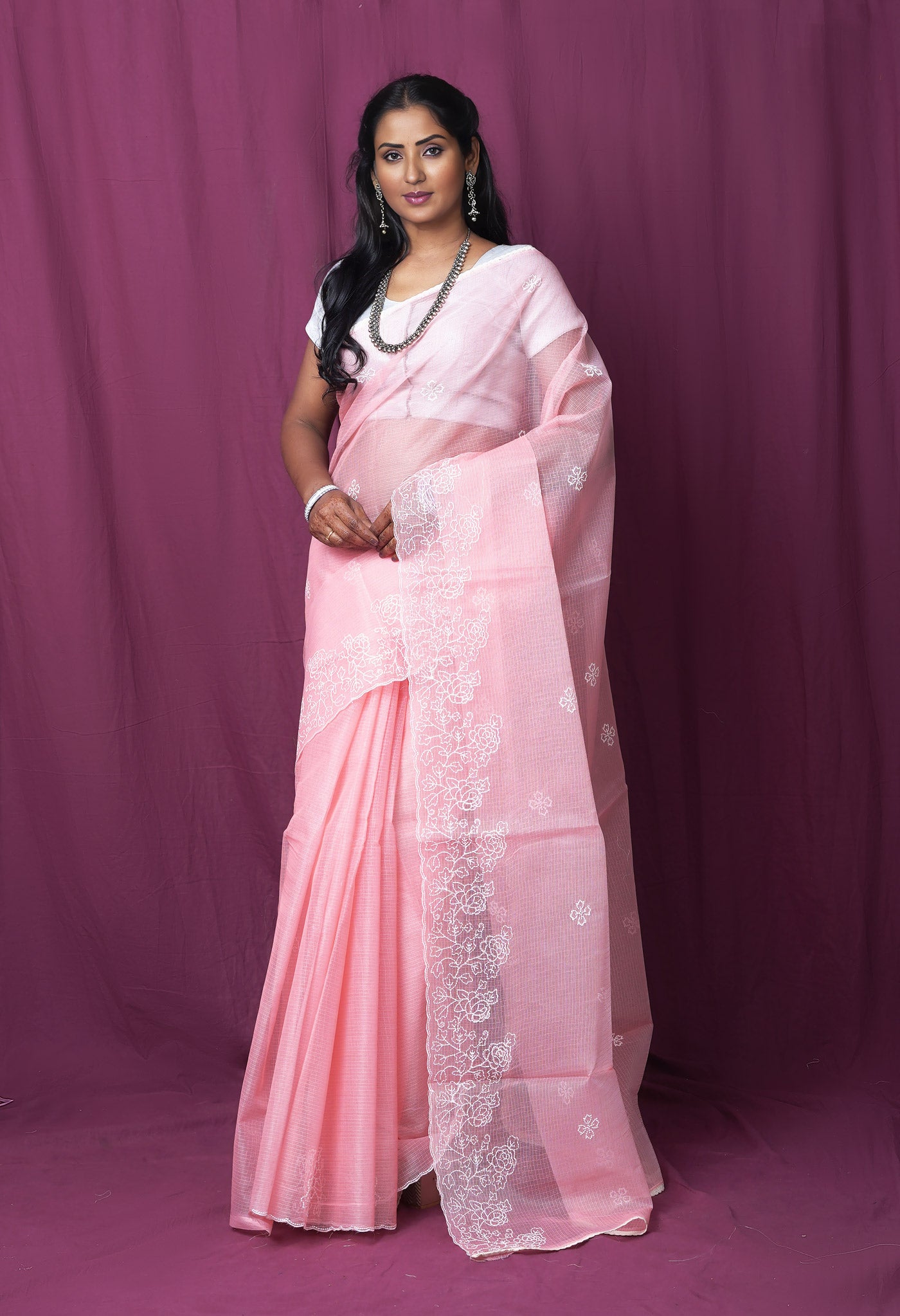 Pink Pure Emboridery Kota Saree-UNM82490