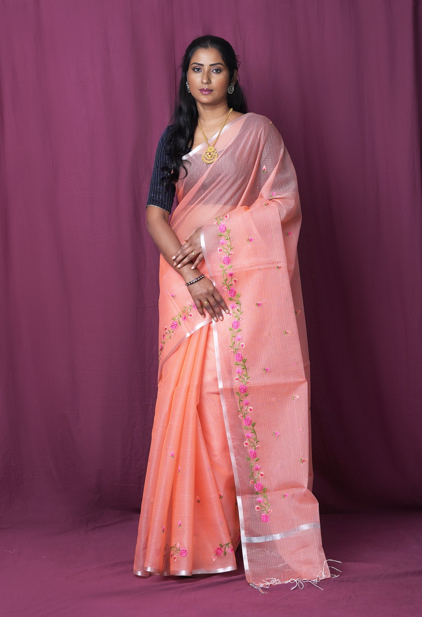 Pink Pure Emboridery Kota Saree-UNM82498