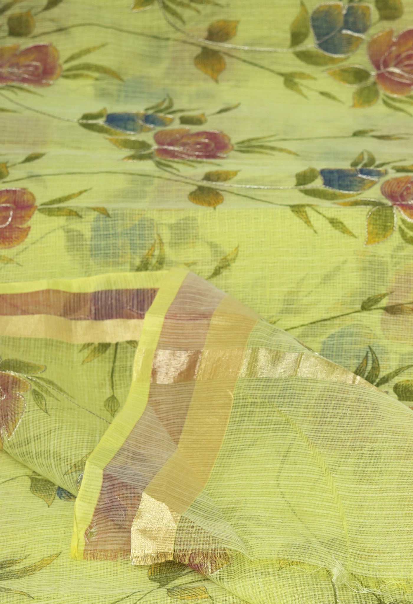 Green Pure Hand Painted With Emboridery Kota Saree-UNM82517