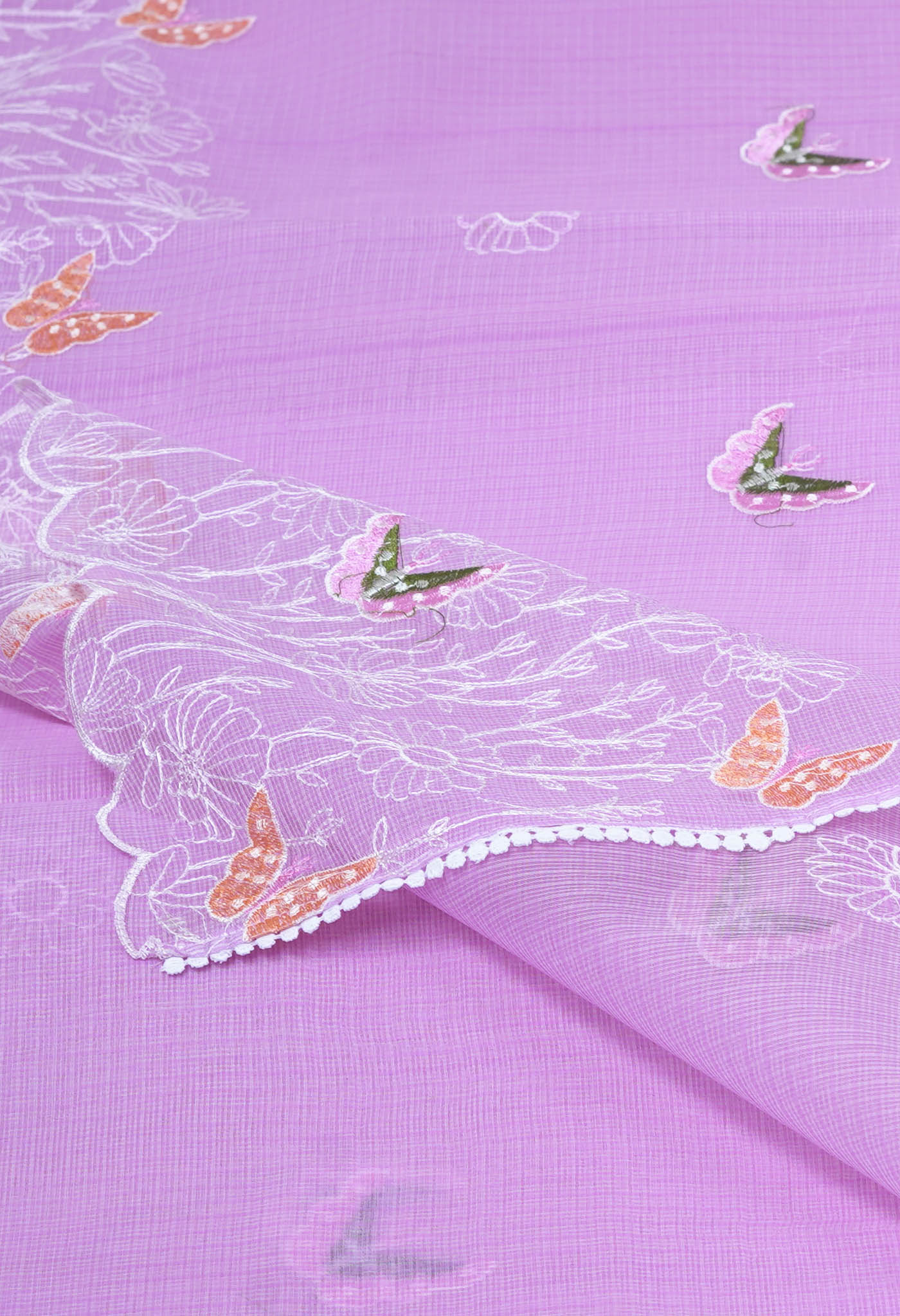 Violet Pure Emboridery Kota Saree-UNM82523