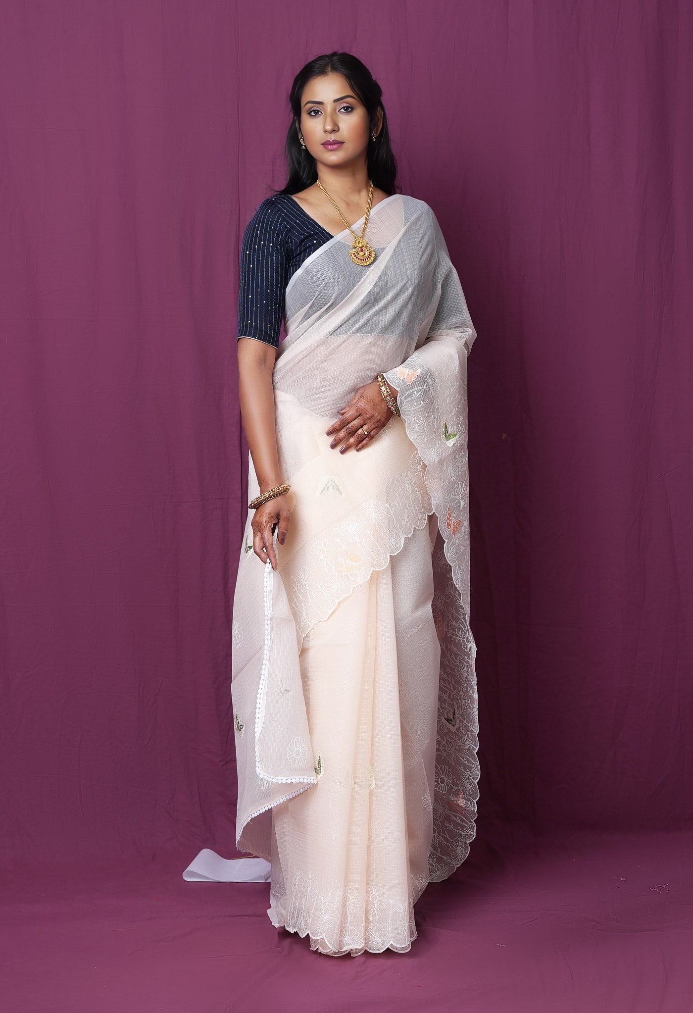 Pink Pure Emboridery Kota Saree-UNM82528