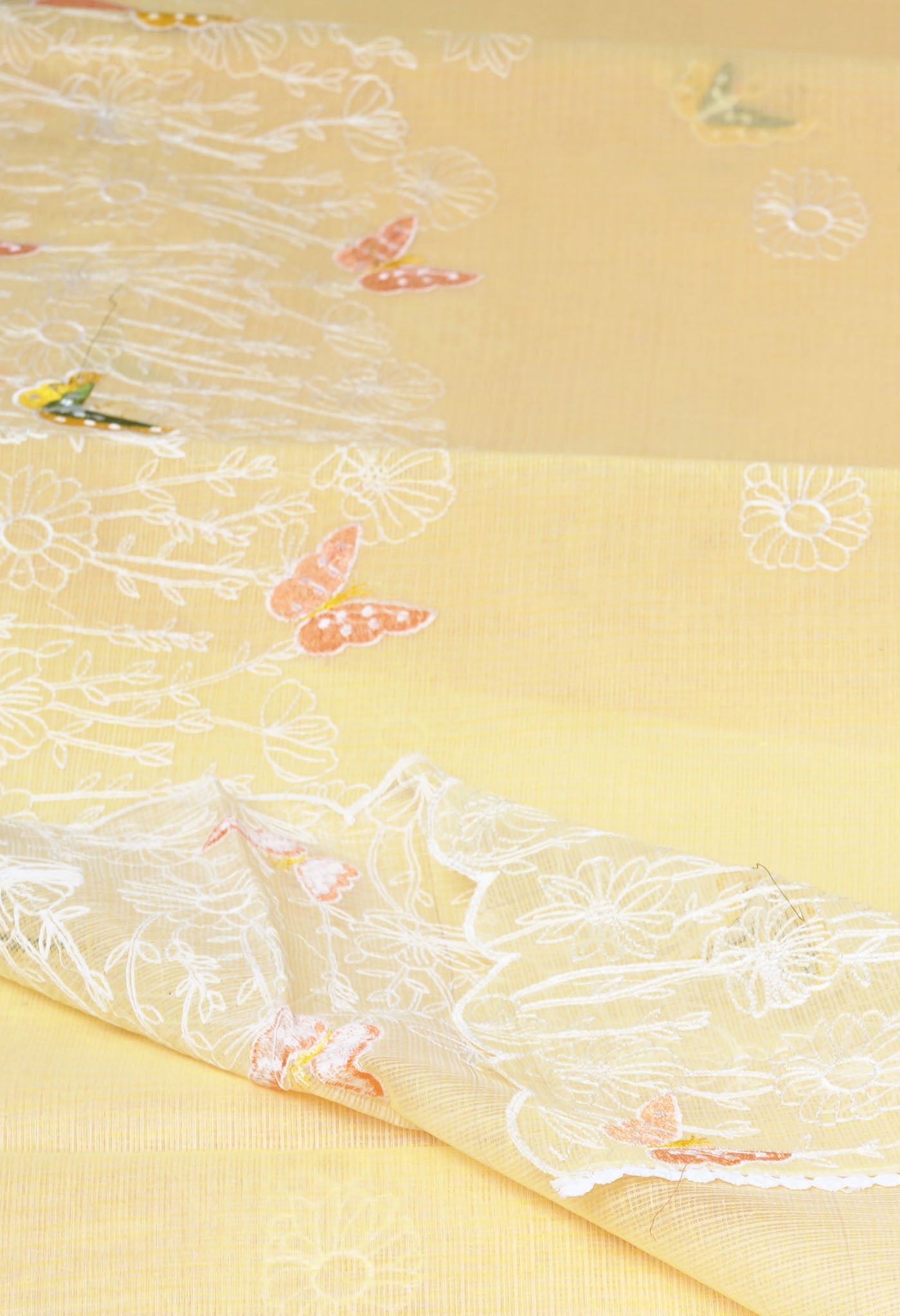 Yellow Pure Emboridery Kota Saree-UNM82531