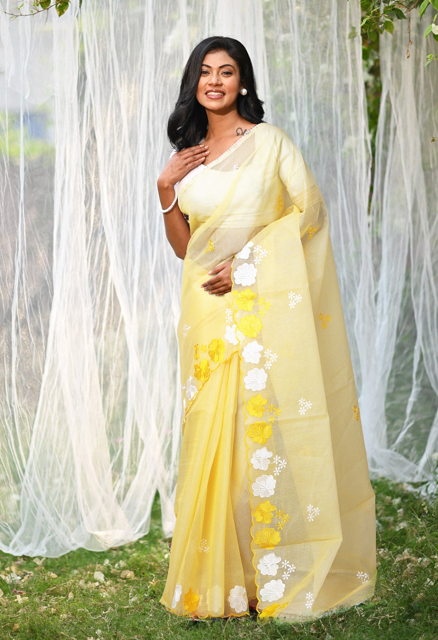 Orange Pure Emboridery Kota Saree-UNM82533