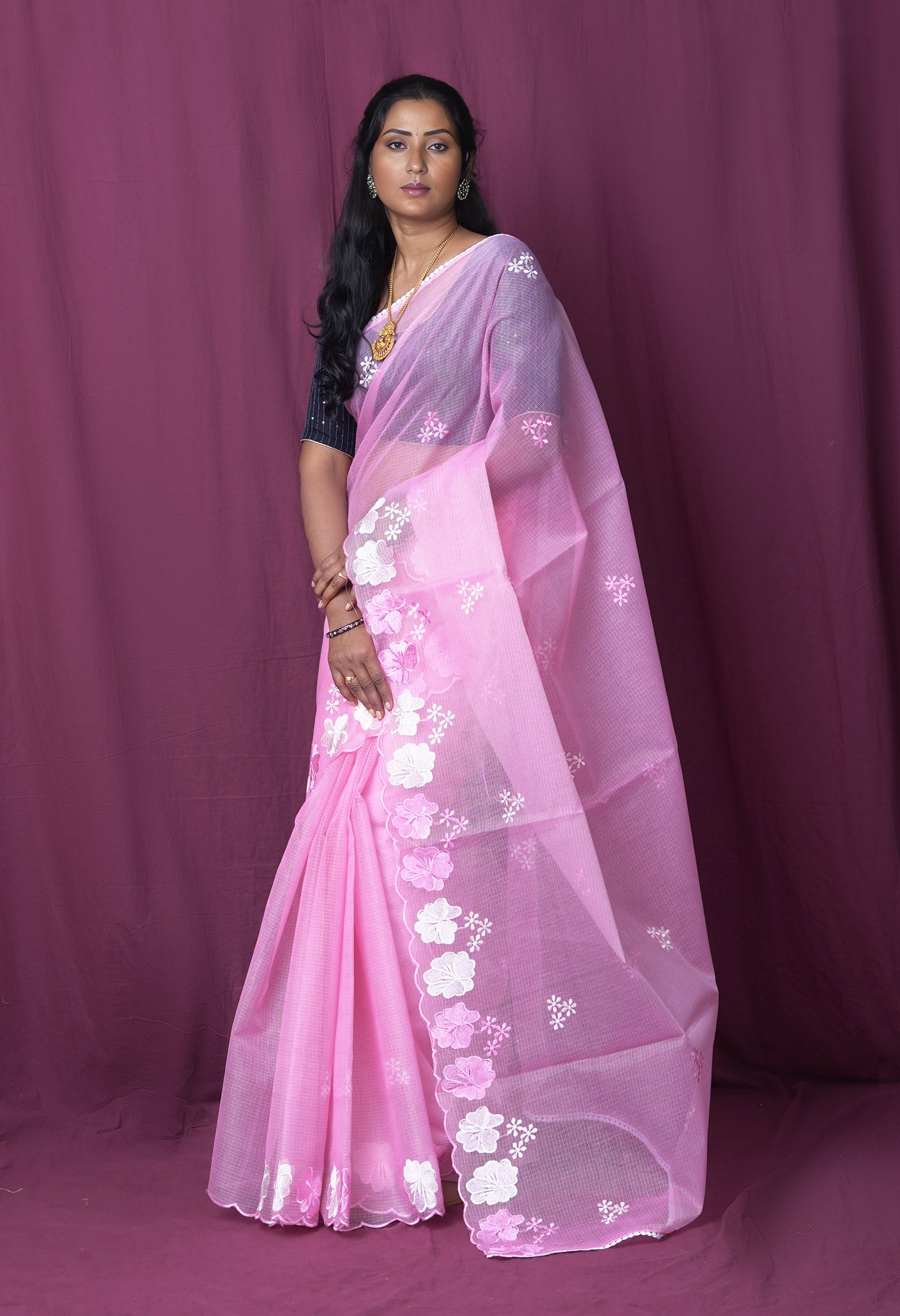 Pink Pure Emboridery Kota Saree-UNM82537