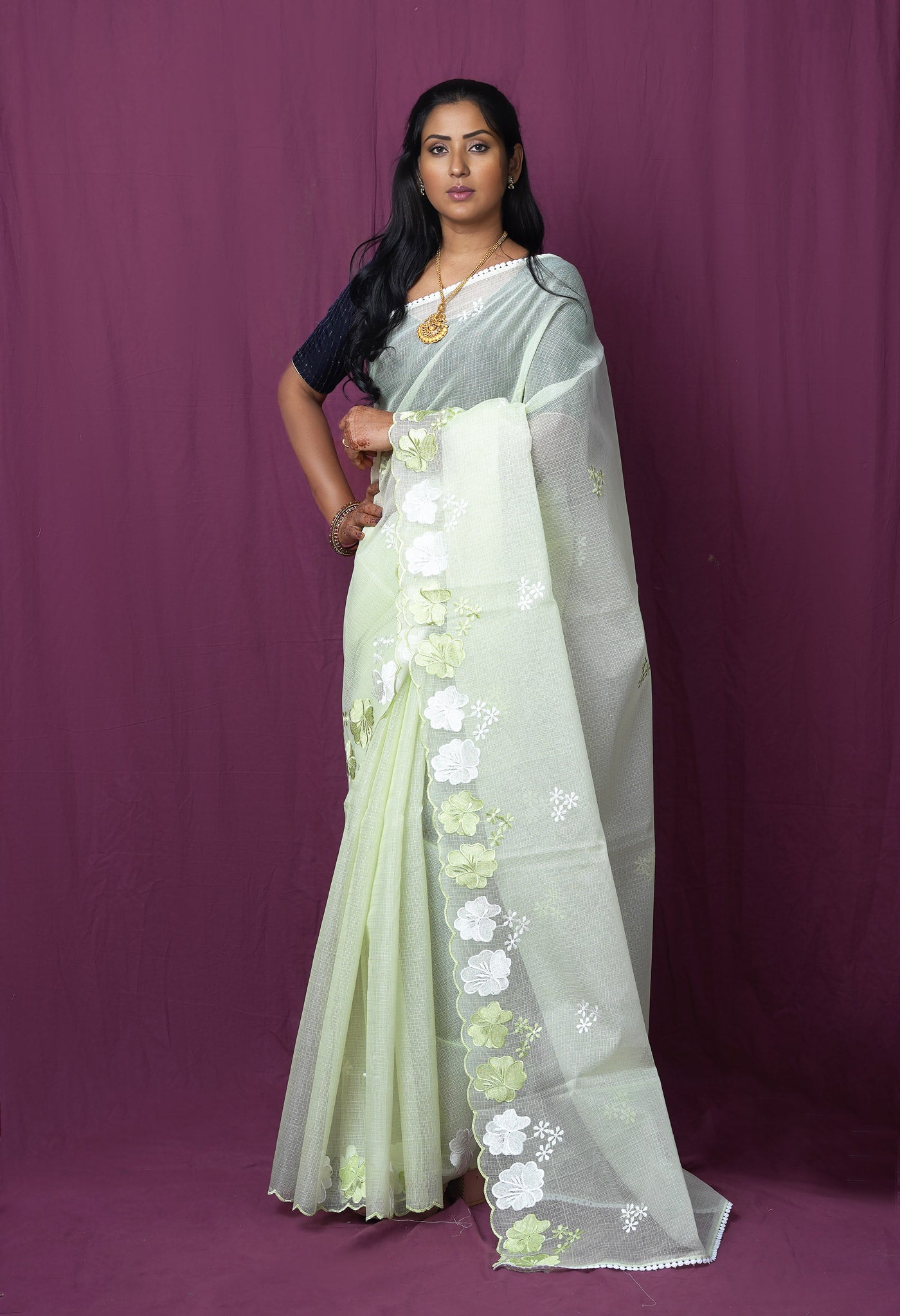 Green Pure Emboridery Kota Saree-UNM82539