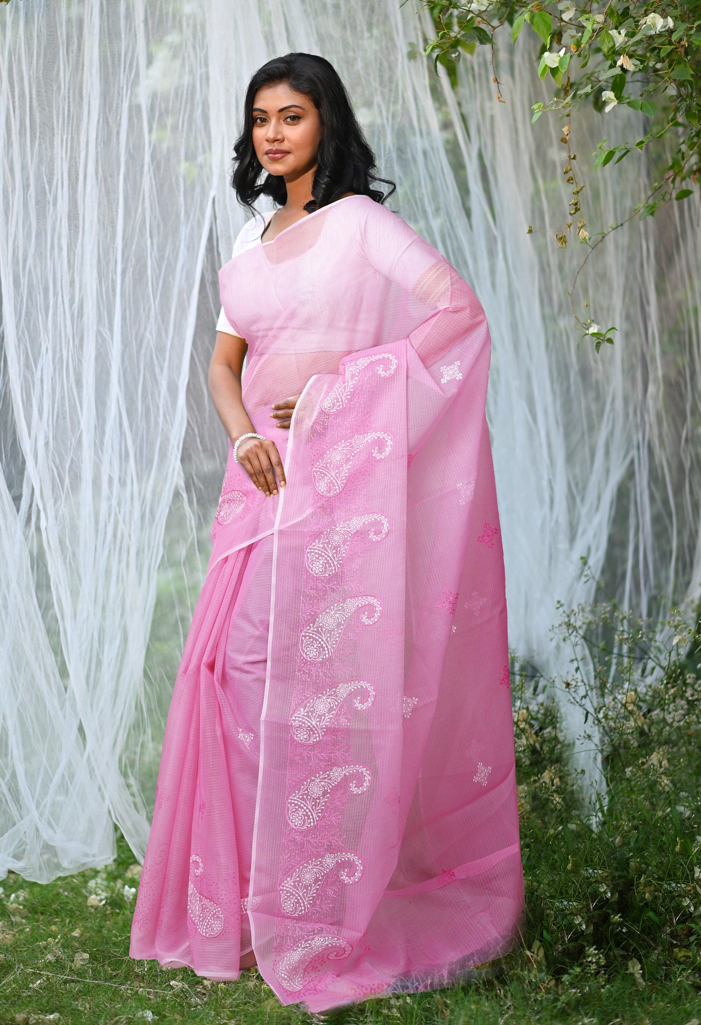 Pink Pure Emboridery Kota Saree-UNM82543