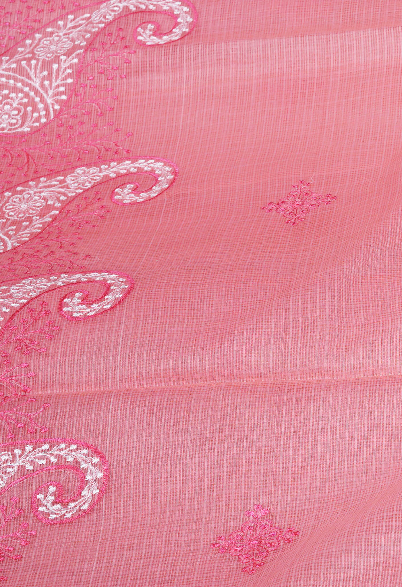 Peach Pink Pure Emboridery Kota Saree-UNM82545