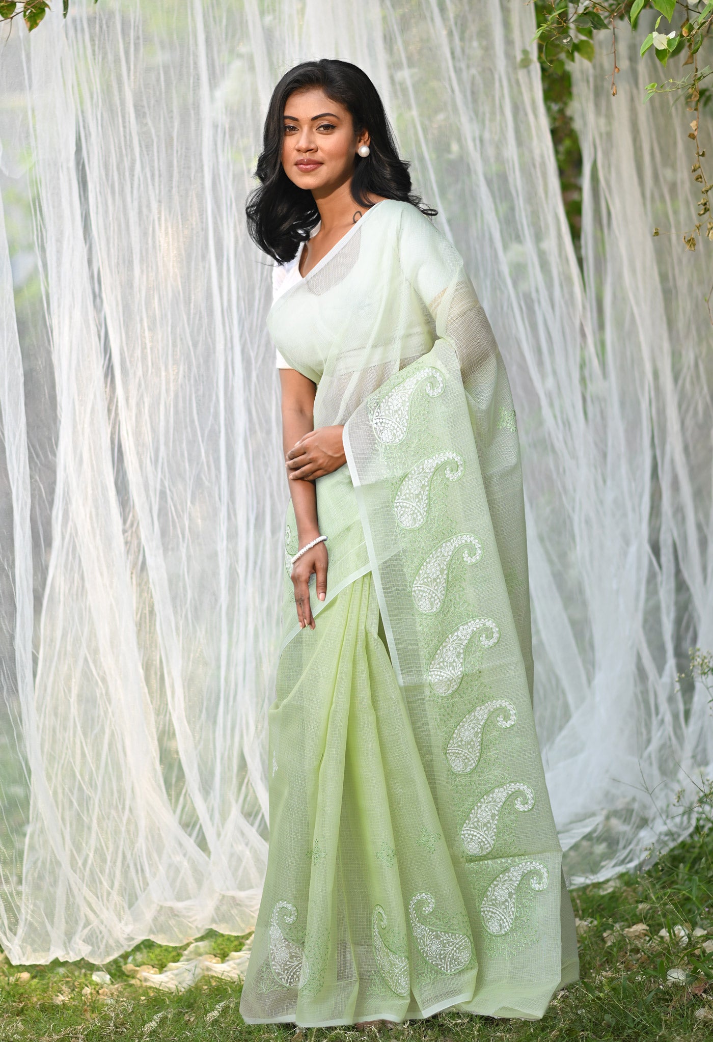 Green Pure Emboridery Kota Saree-UNM82548