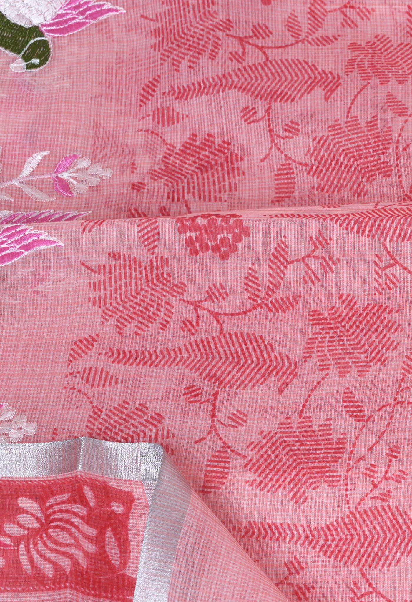 Pink Pure Hand Painted With Emboridery Kota Saree-UNM82562