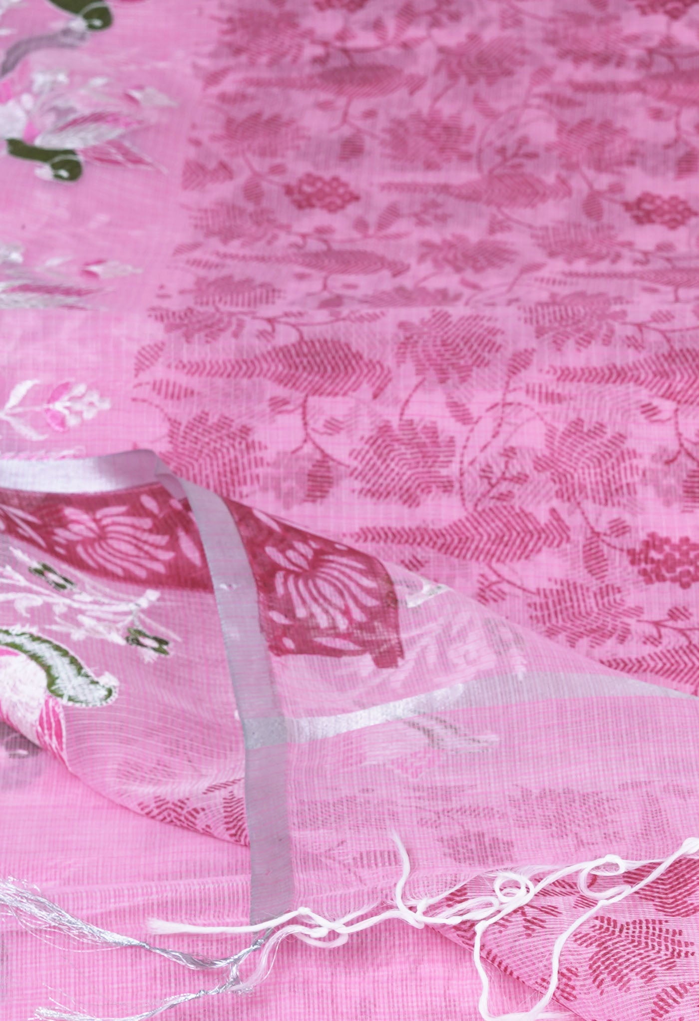 Pink Pure Hand Painted With Emboridery Kota Saree-UNM82564