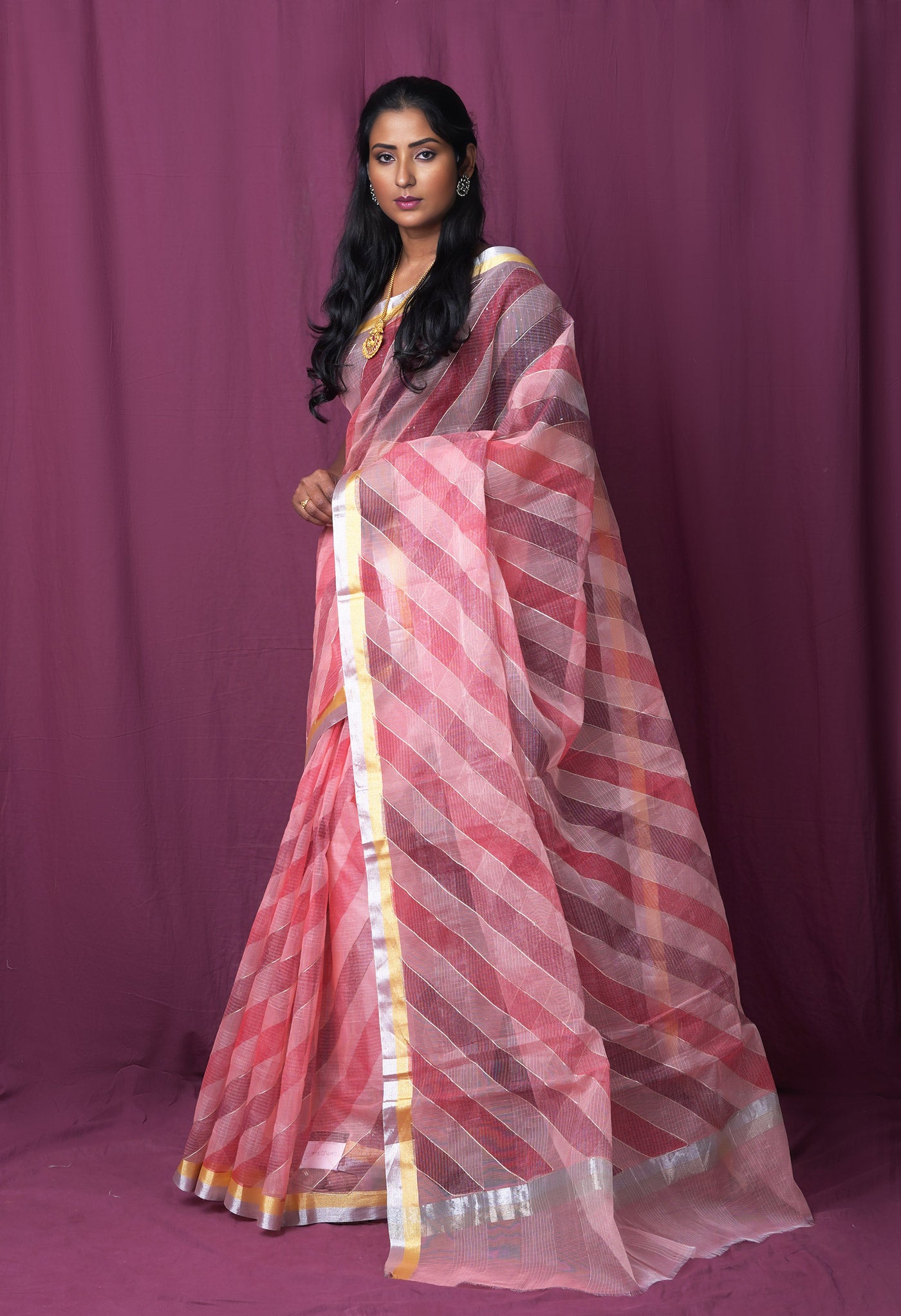 Pink Pure Hand Painted With Emboridery Kota Saree-UNM82574