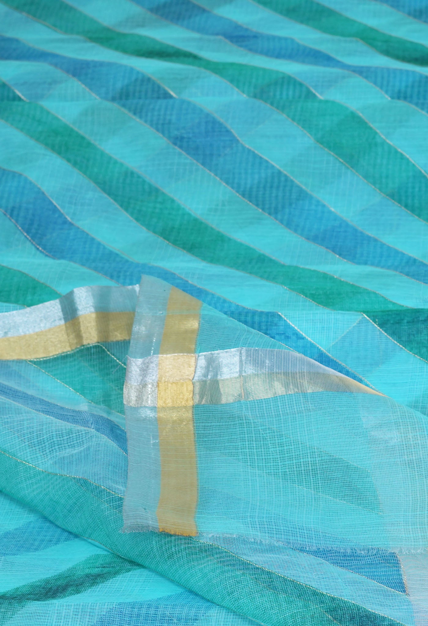 Blue Pure Hand Painted With Emboridery Kota Saree-UNM82575