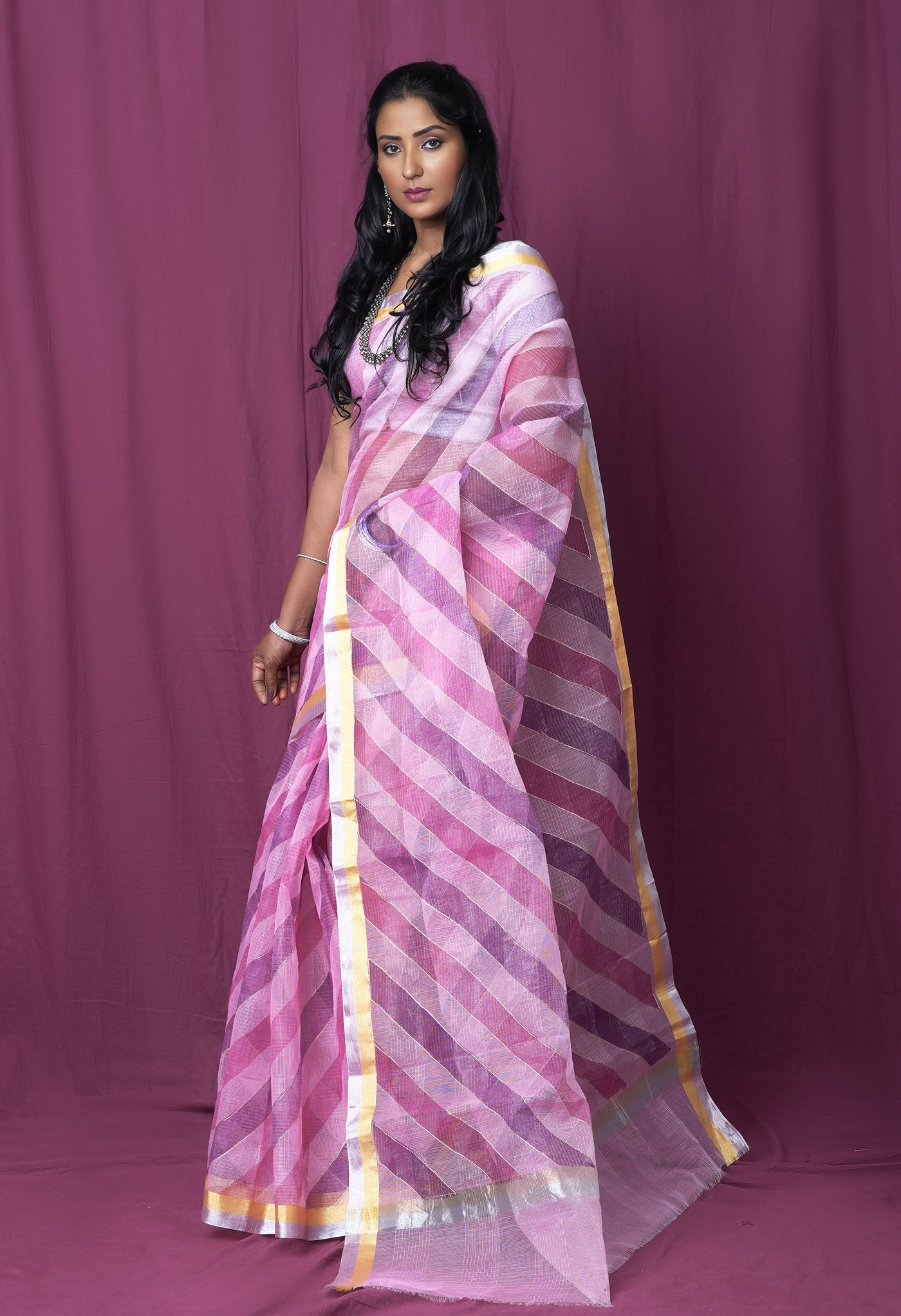 Pink Pure Hand Painted With Emboridery Kota Saree-UNM82577