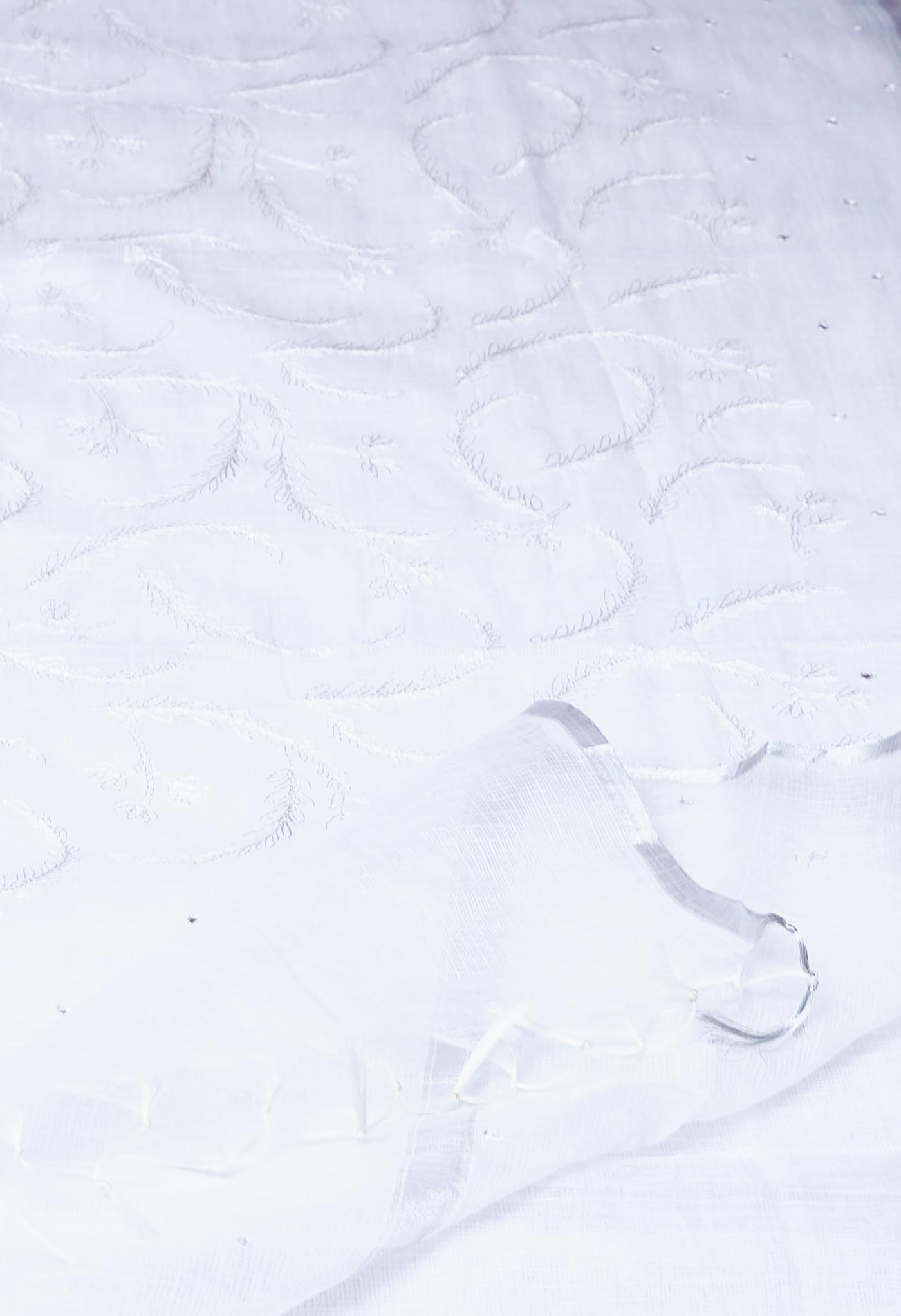 White Pure Emboridery Kota Saree-UNM82584