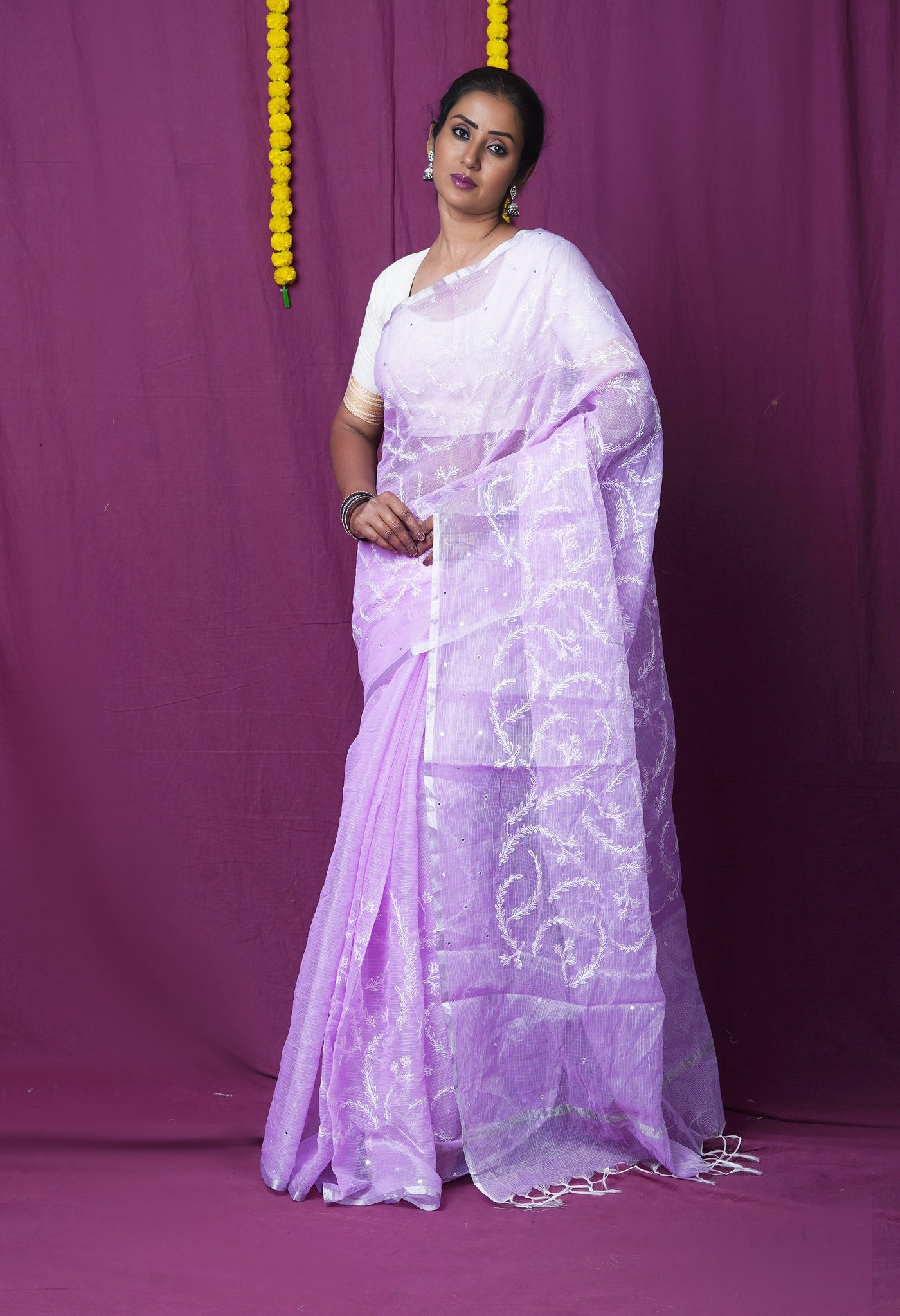Lavender Pure Emboridery Kota Saree-UNM82585