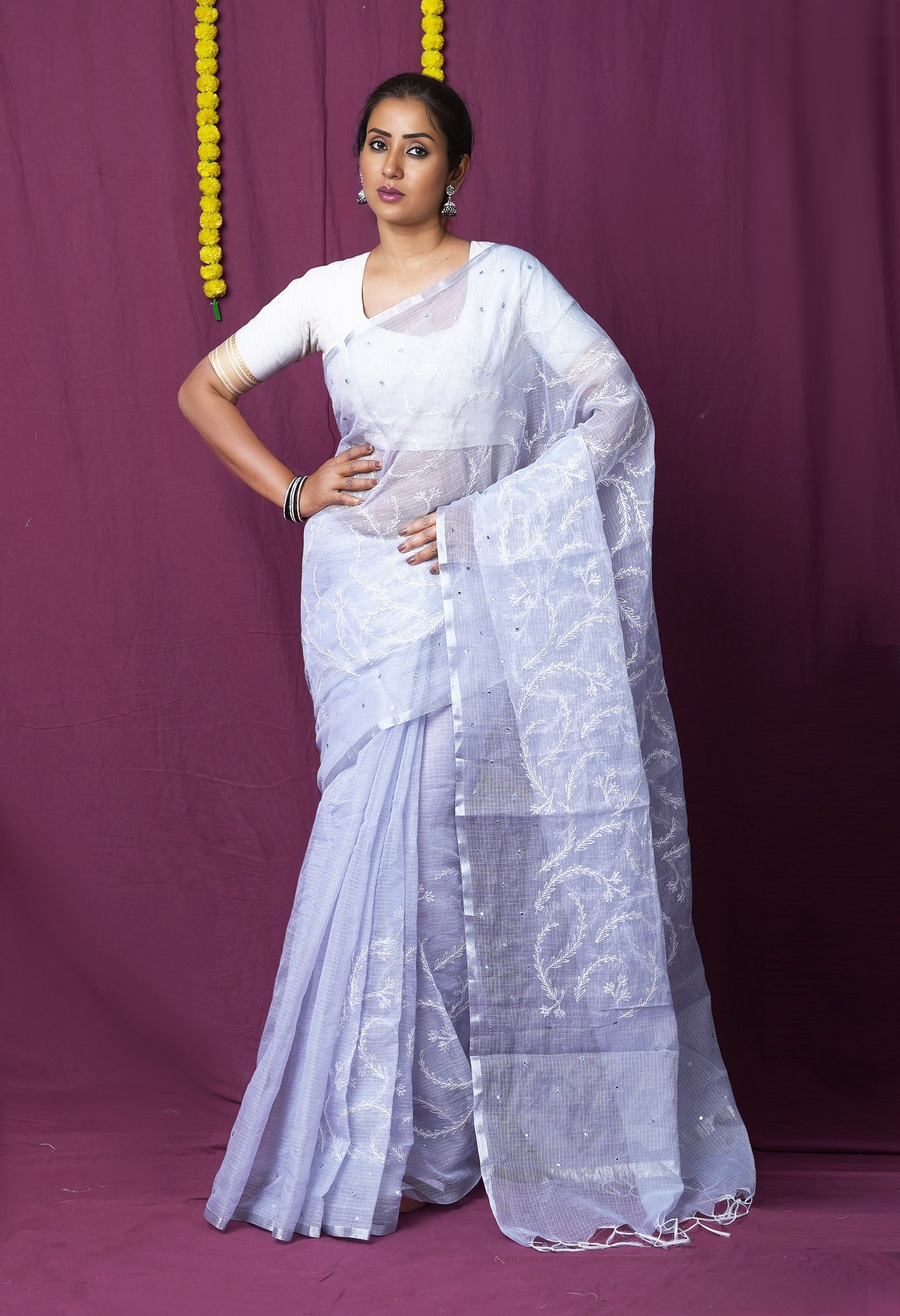 Grey Pure Emboridery Kota Saree-UNM82586
